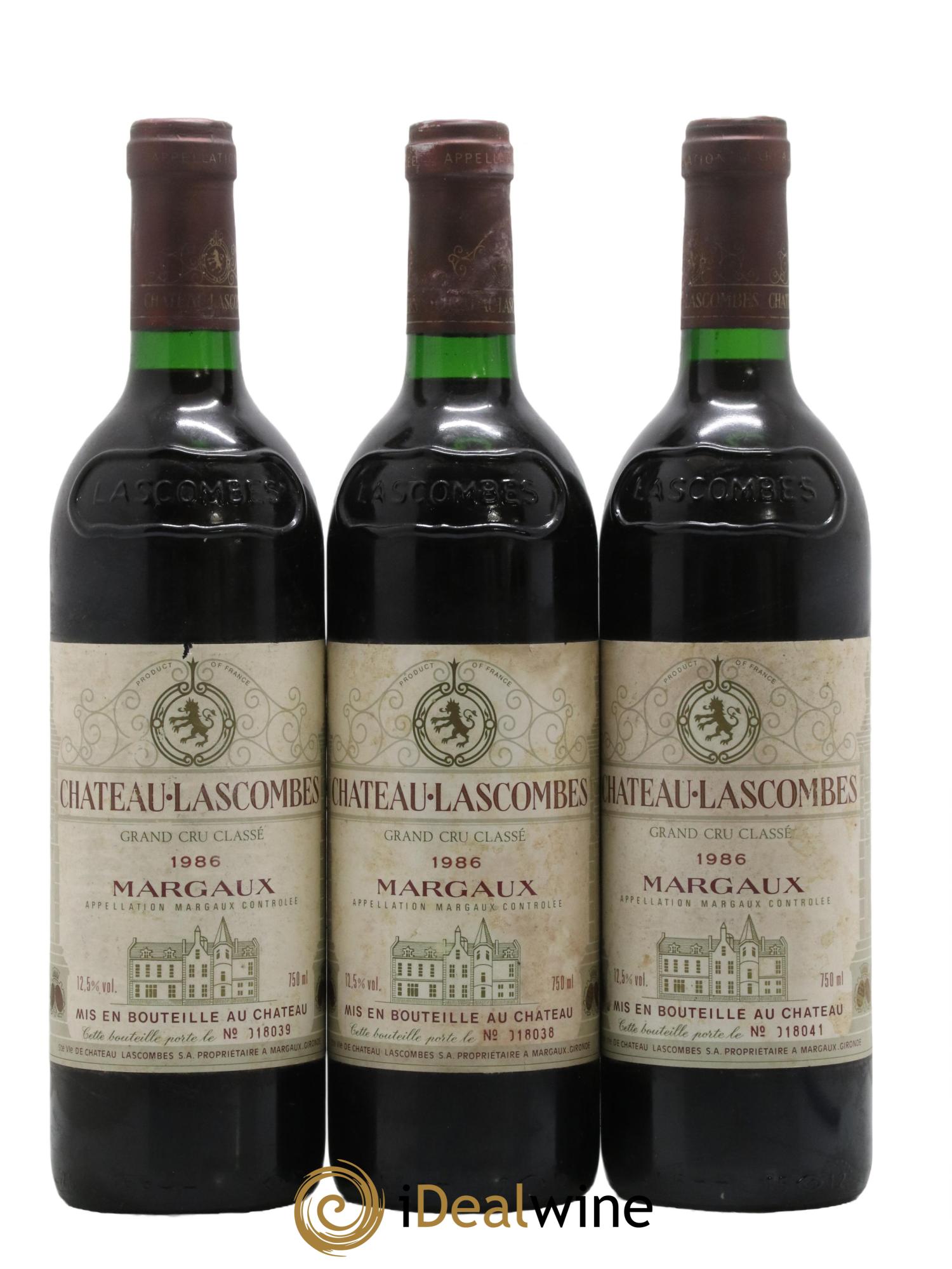 Château Lascombes 2ème Grand Cru Classé 1986 - Lot de 3 bouteilles - 0