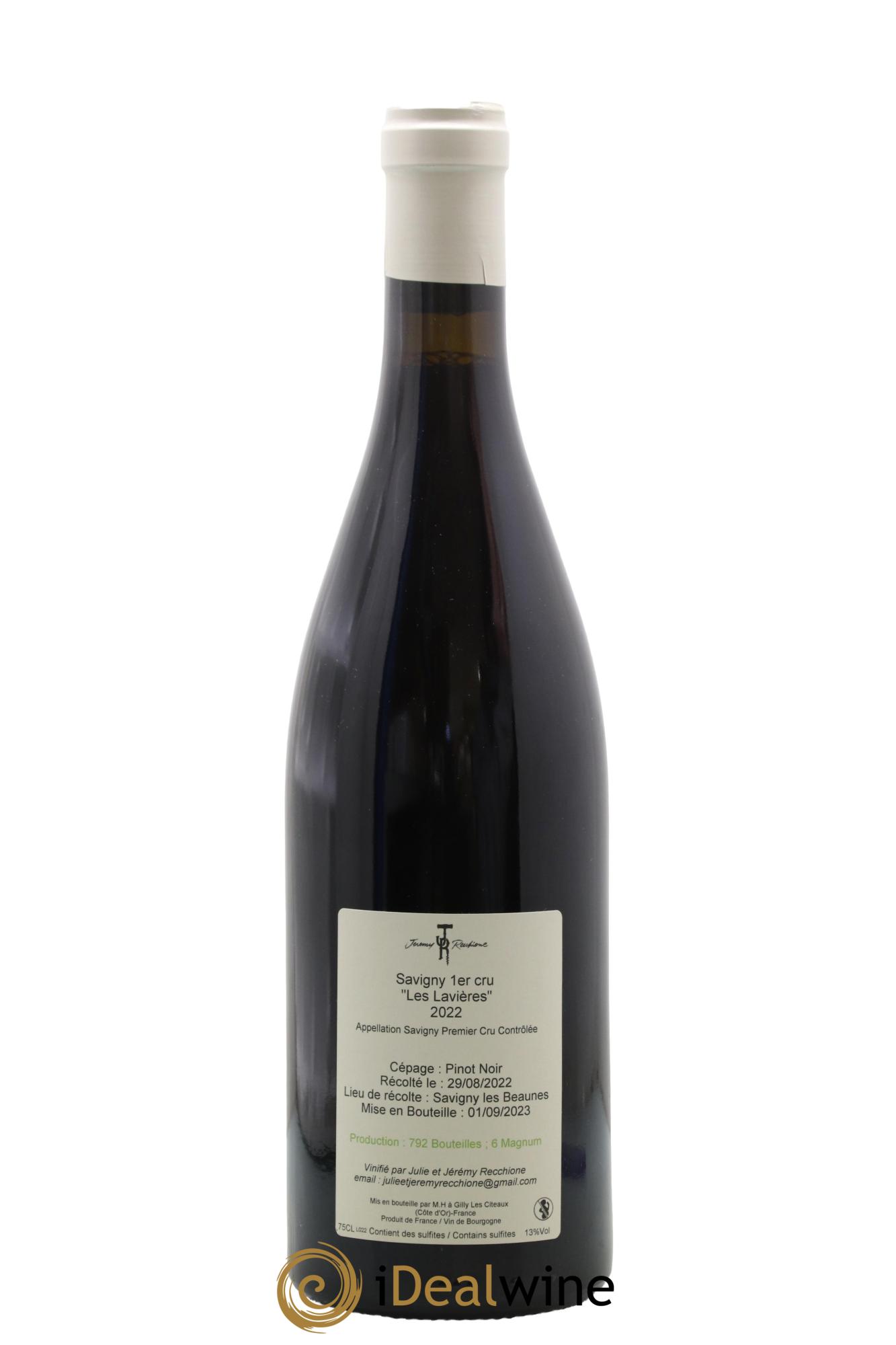 Savigny-lès-Beaune 1er Cru Les Lavières Domaine Jérémy Recchione 2022 - Lot de 1 bouteille - 1