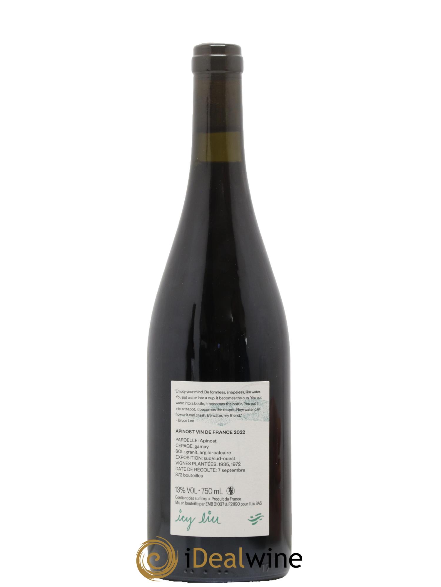 Vin de France Apinost Icy Liu 2022 - Lot de 1 bouteille - 1