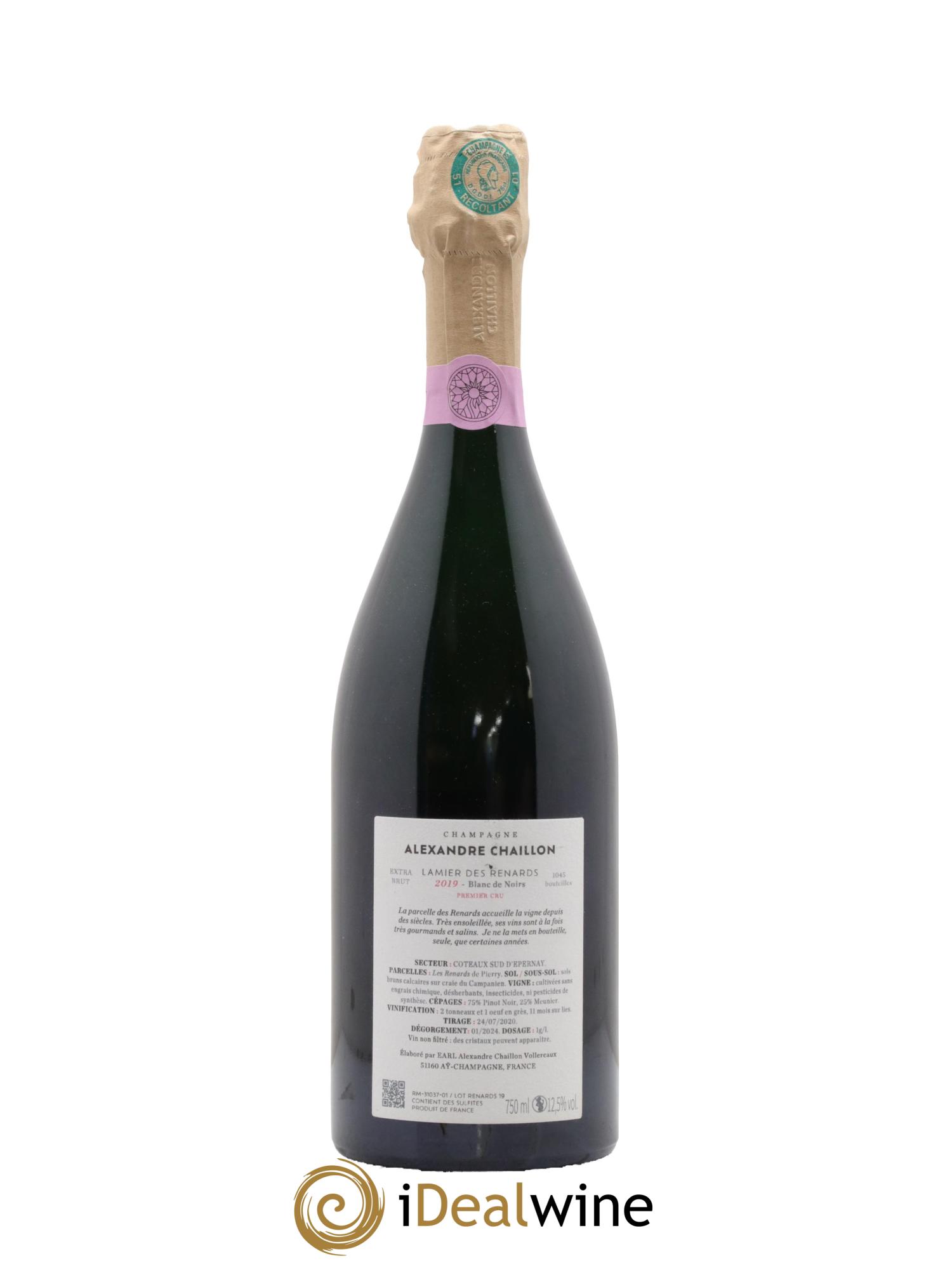 Champagne Premier Cru Lamier des Renards Maison Alexandre Chaillon 2019 - Lot of 1 bottle - 1