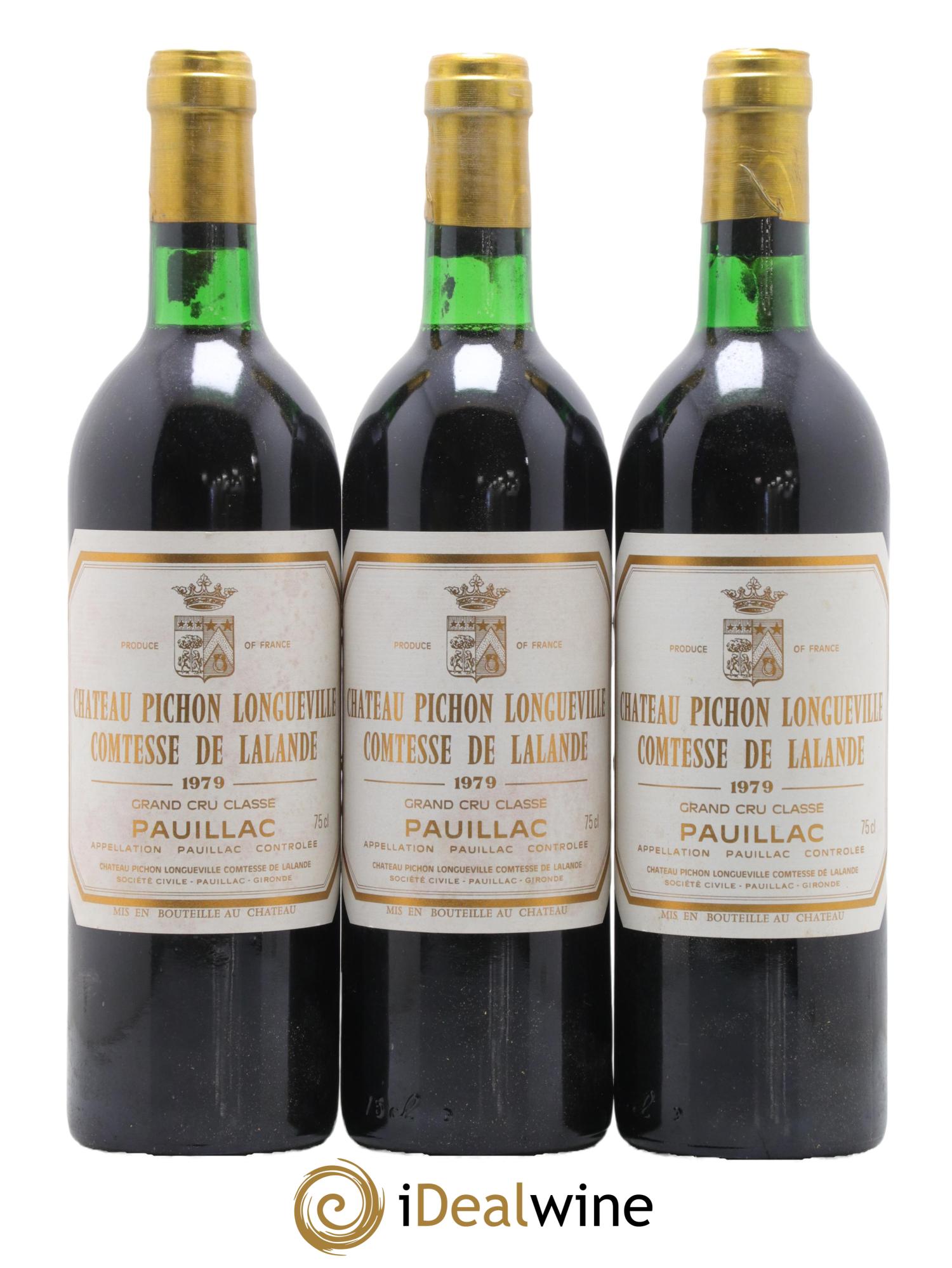 Château Pichon Longueville Comtesse de Lalande 2ème Grand Cru Classé 1979 - Lot de 3 bouteilles - 0