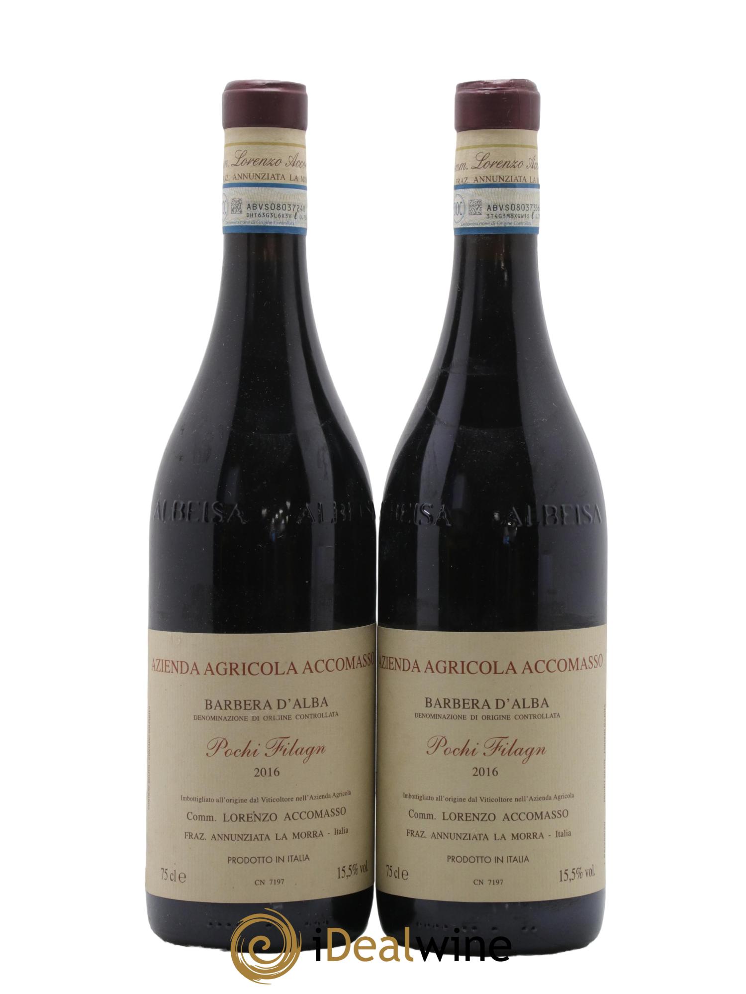 Barbera d'Alba DOC Pochi Filagn Lorenzo Accomasso 2016 - Lot de 2 bouteilles - 0