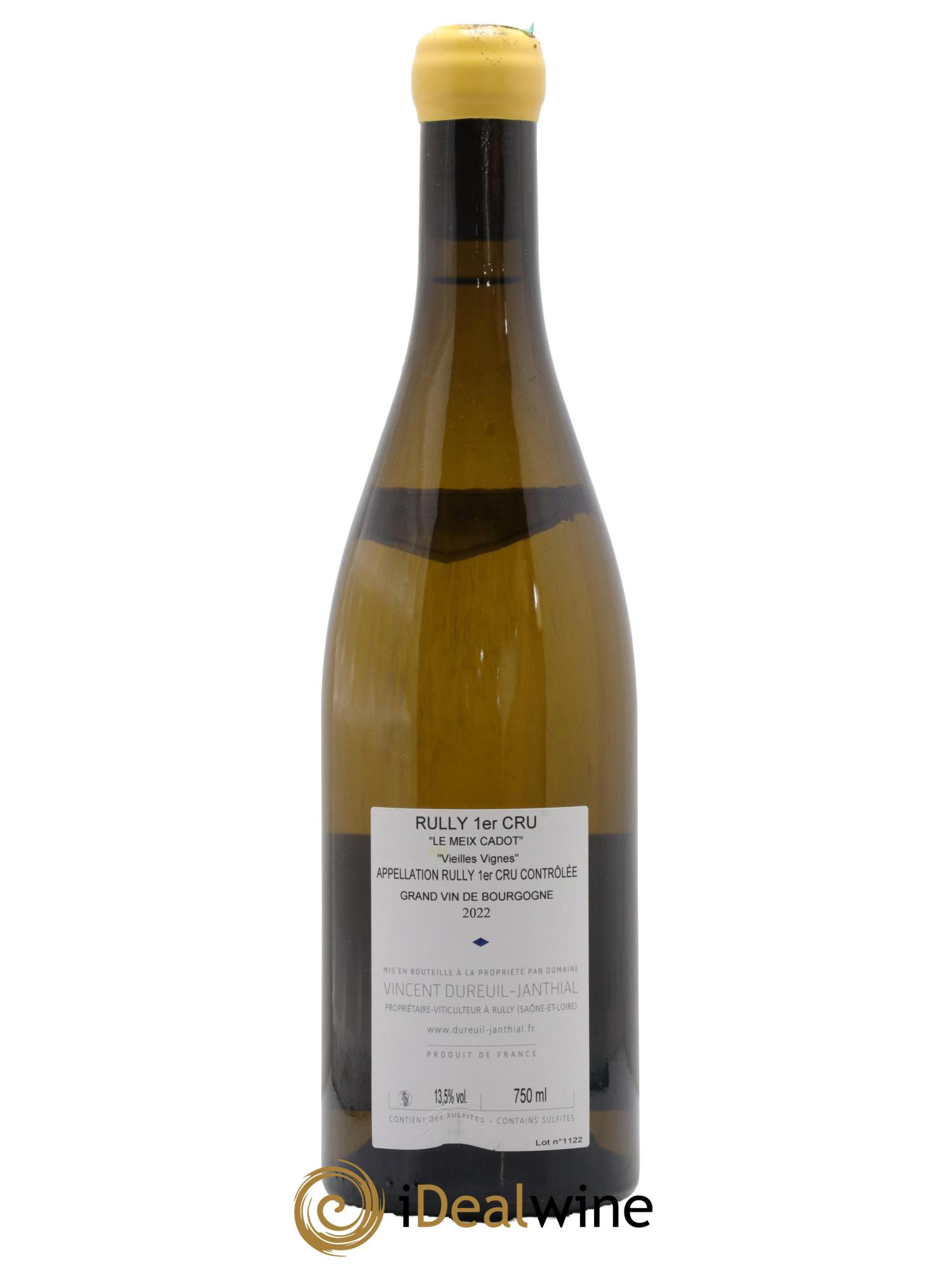 Rully 1er Cru Le Meix Cadot Vieilles Vignes Vincent Dureuil-Janthial 2022 - Lot de 1 bouteille - 1