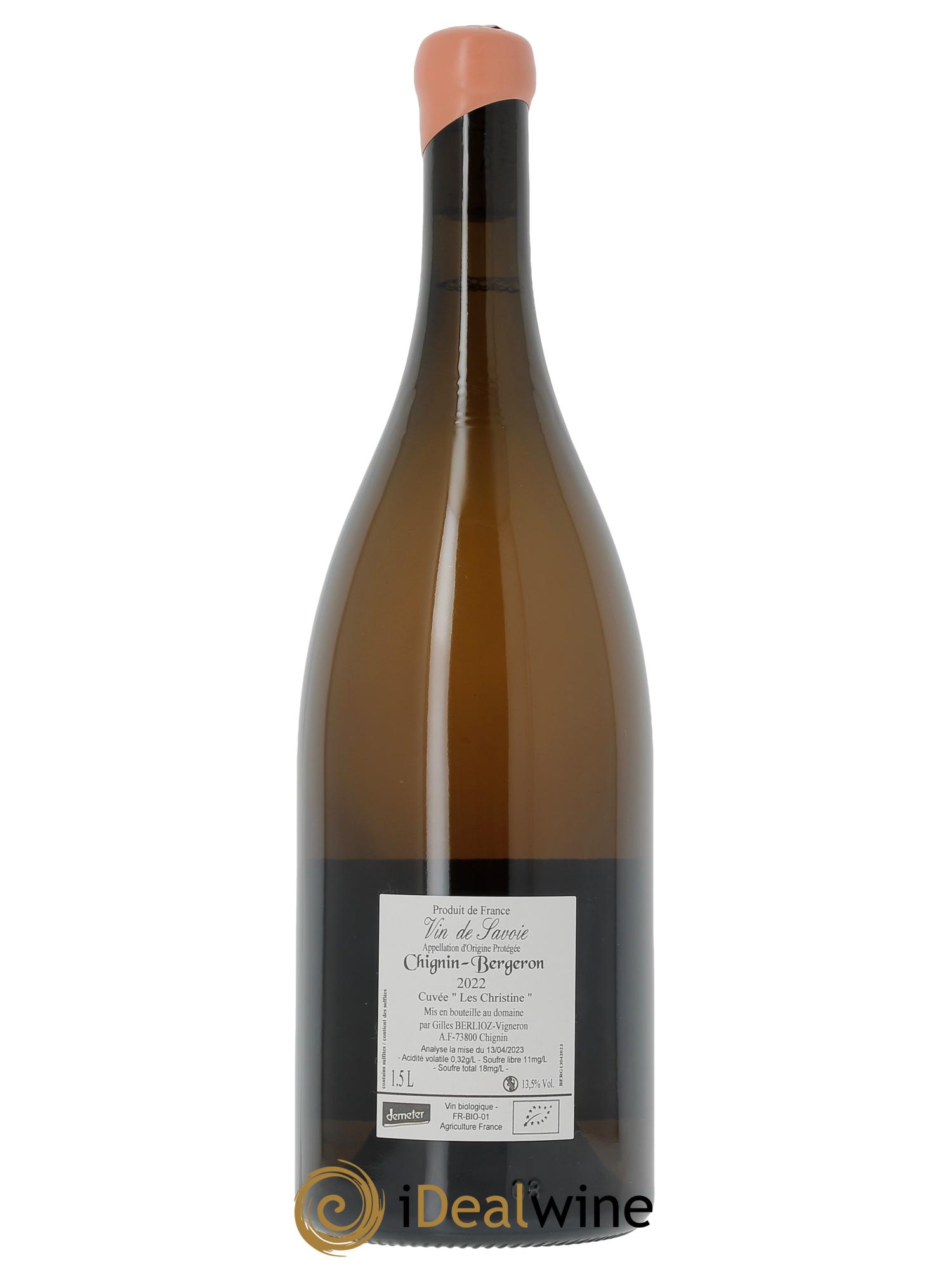 Vin de Savoie Chignin-Bergeron Les Christine Gilles Berlioz 2022 - Lot de 1 magnum - 1