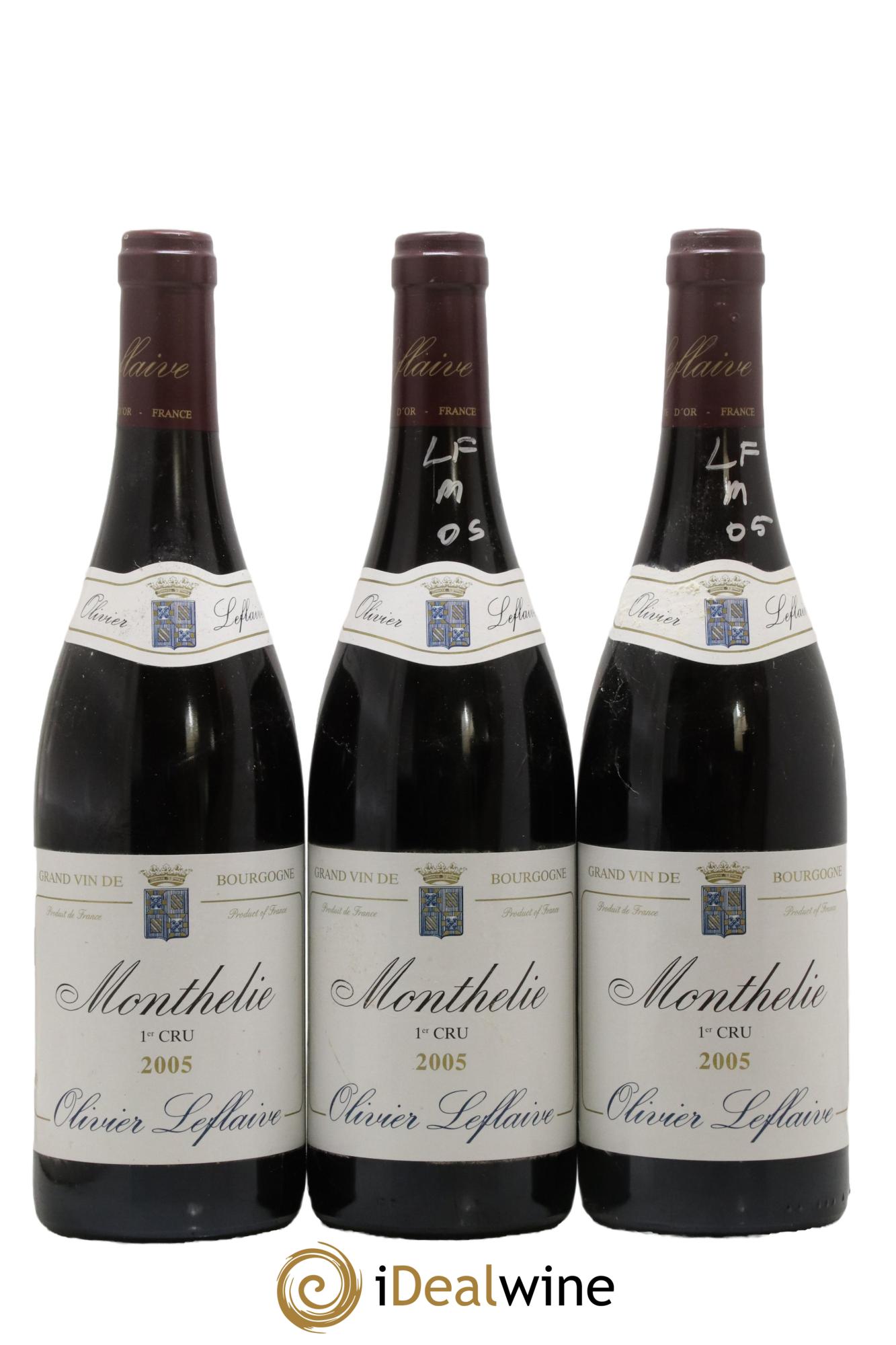 Monthélie 1er Cru Olivier Leflaive 2005 - Lot de 3 bouteilles - 0