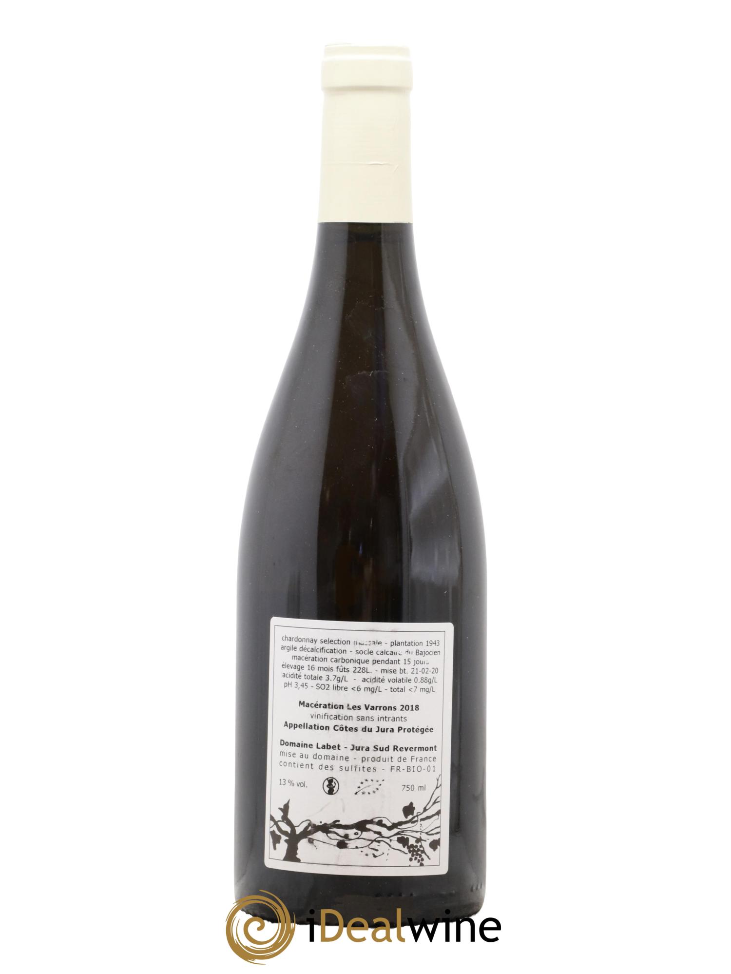 Côtes du Jura Chardonnay Les Varrons Macération Romain - Julien  - Charline Labet  2018 - Lot de 1 bouteille - 1
