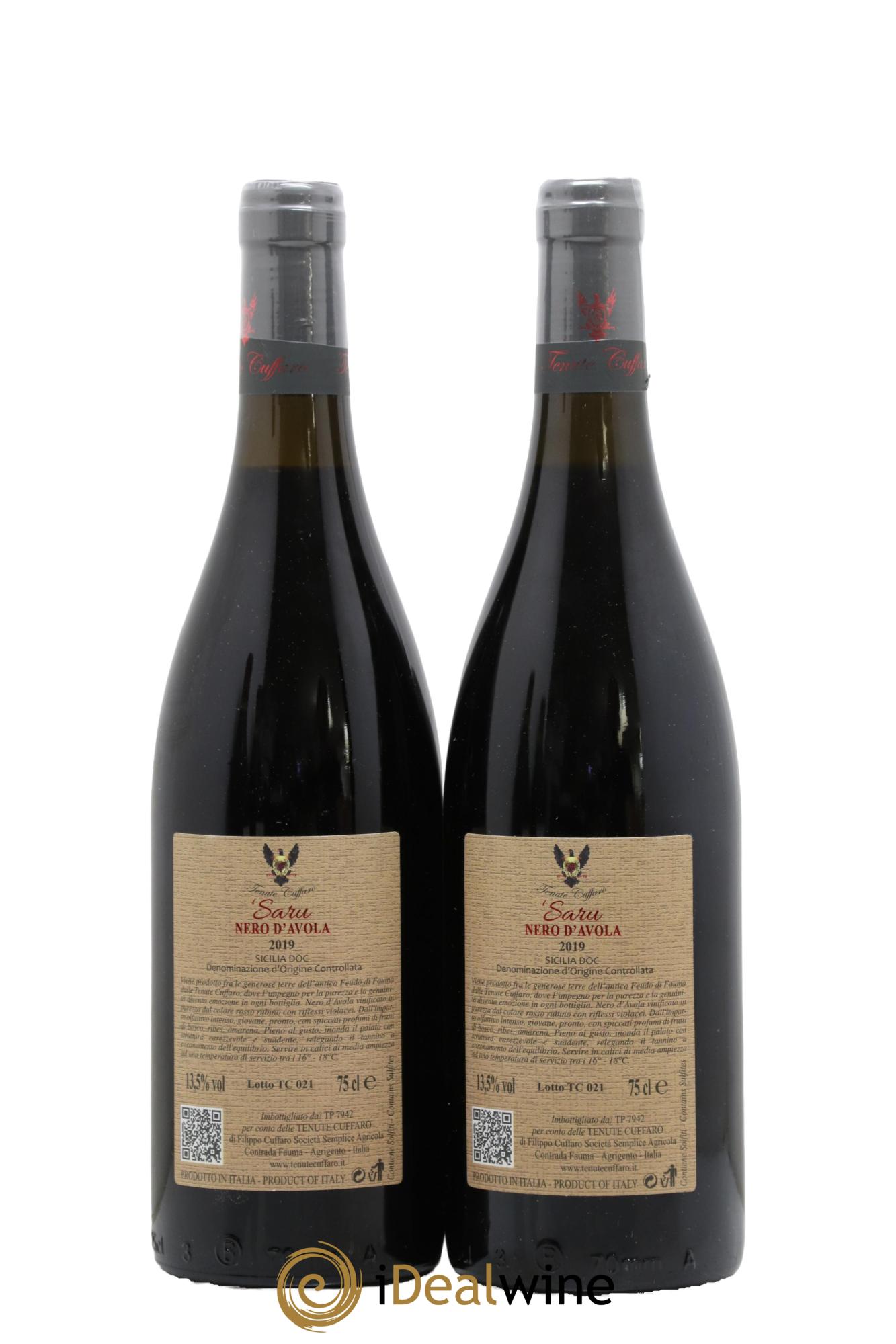 IGT Sicile Saru Nero D'Avola Tenute Cuffare 2019 - Lot de 2 bouteilles - 1