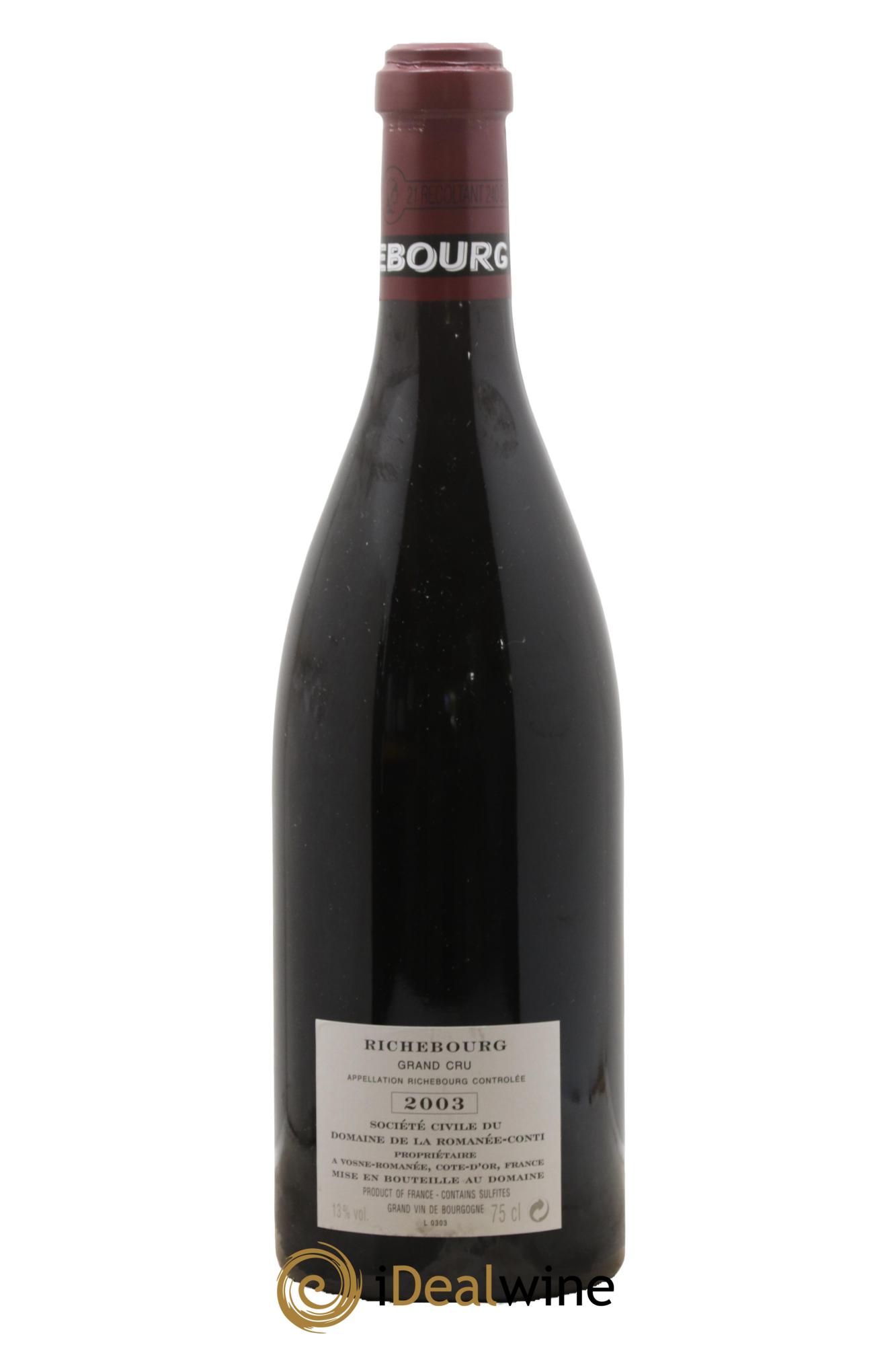 Richebourg Grand Cru Domaine de la Romanée-Conti 2003 - Lotto di 1 bottiglia - 1