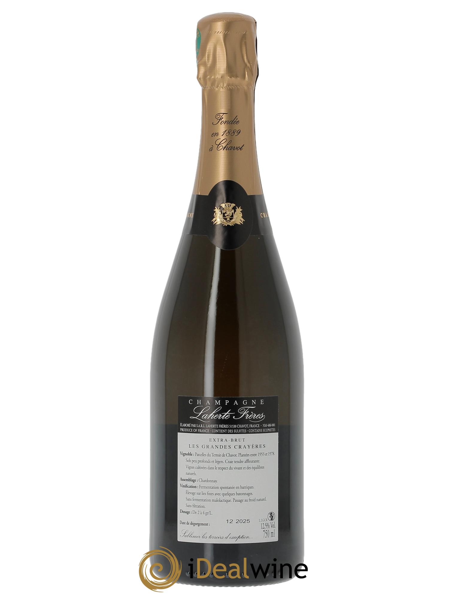 Les Grandes Crayères Blanc de Blancs Extra-Brut Laherte Frères 2022 - Lote de 1 botella - 1