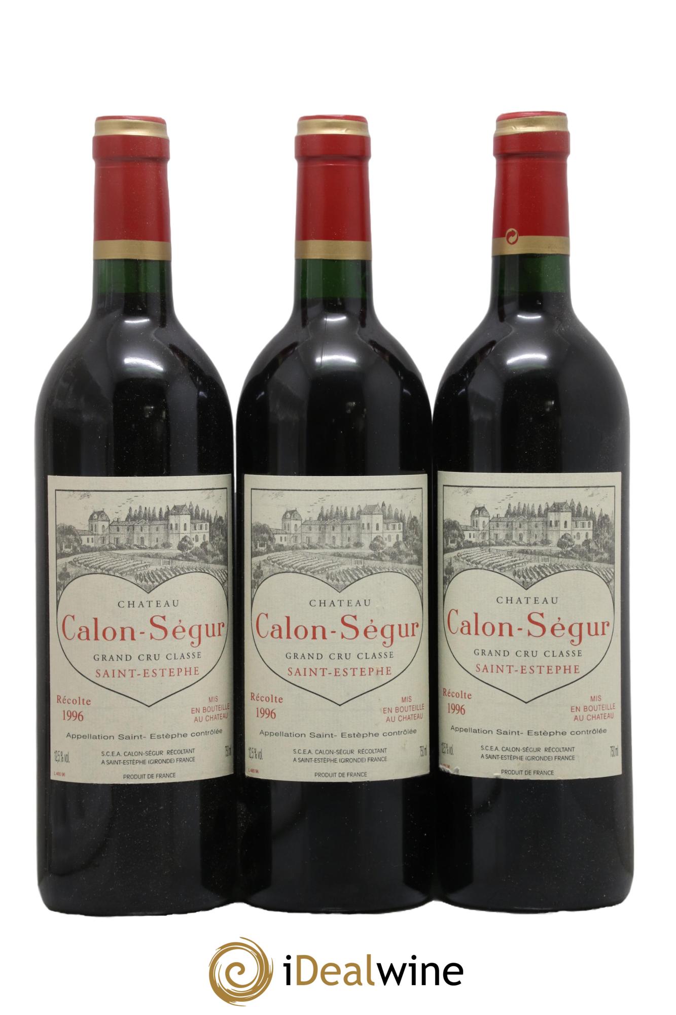 Château Calon Ségur 3ème Grand Cru Classé 1996 - Lot de 3 bouteilles - 0