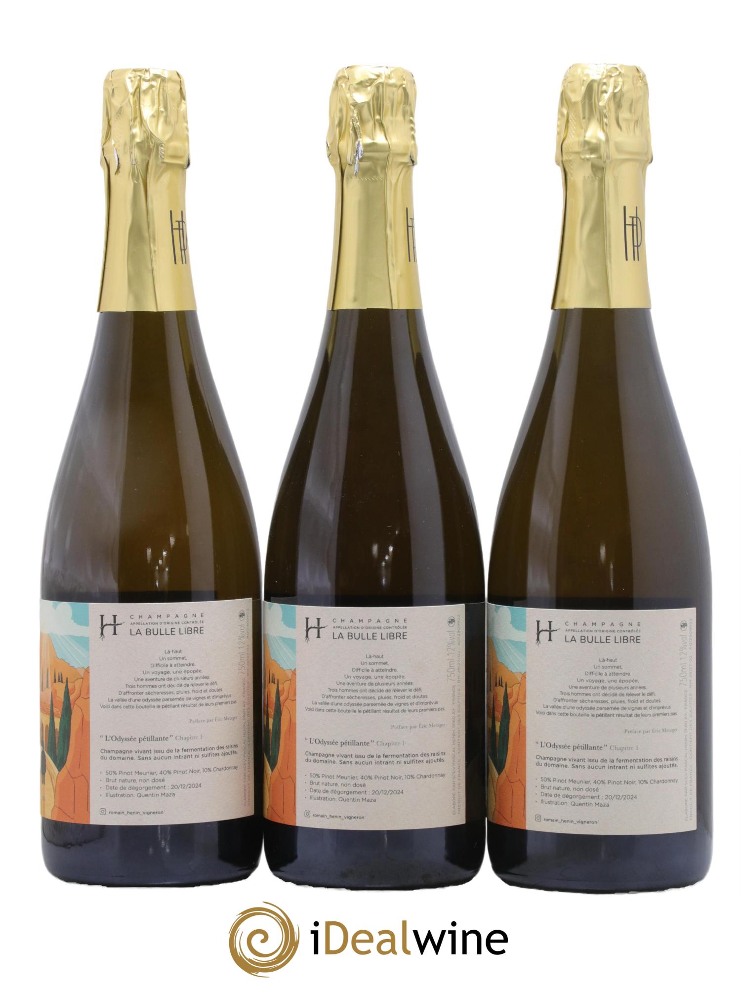 L'Odyssée Pétillante Chapitre 1 Romain Henin Odyssée Pétillante Chapitre 1 Romain Hénin - Lot of 3 bottles - 1