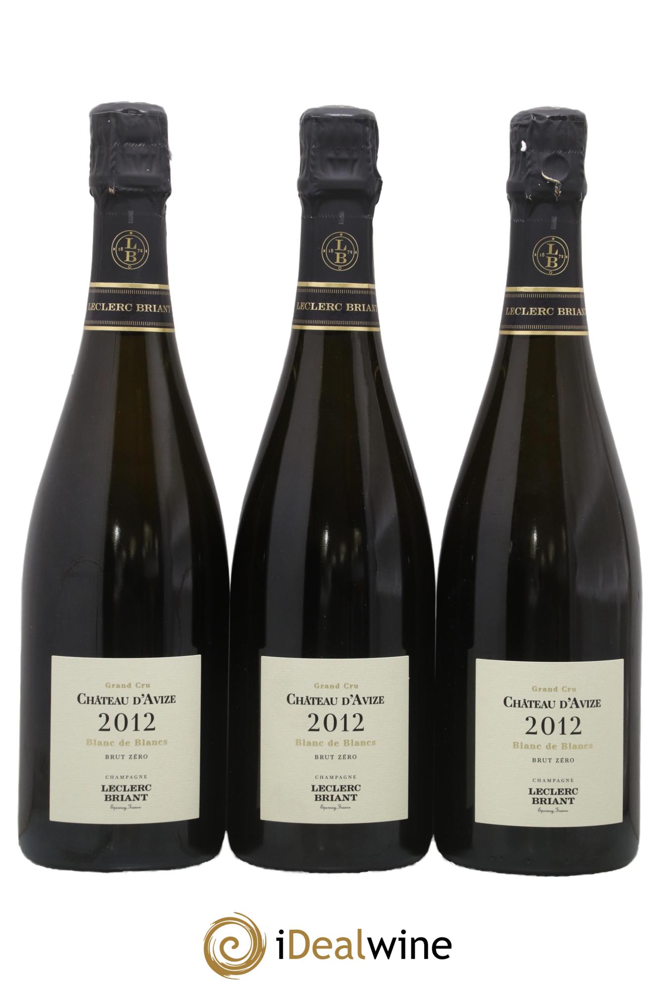 Château d'Avize Blanc de Blancs Brut Zéro Leclerc Briant 2012 - Lot of 3 bottles - 0