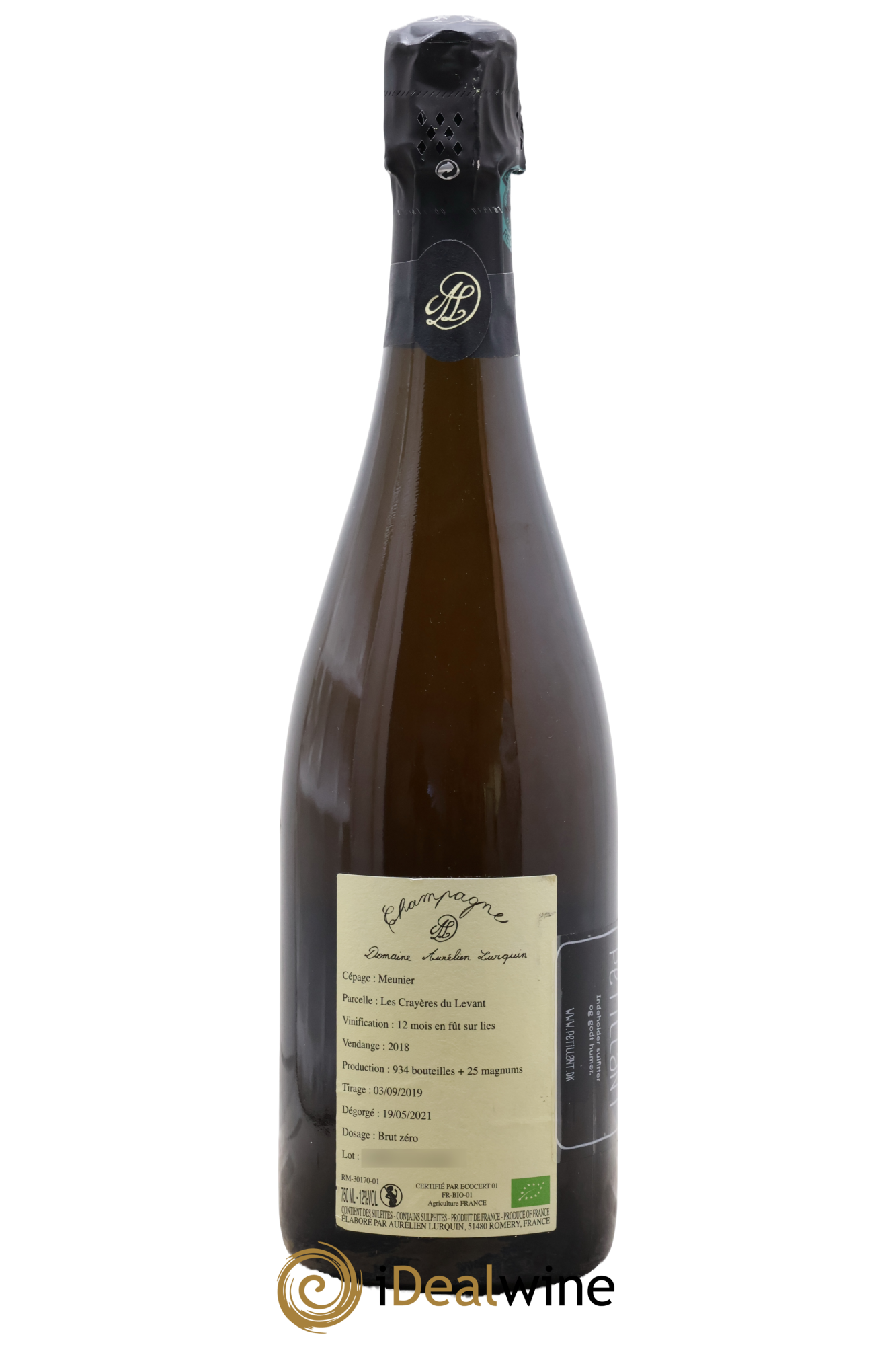 Meunier Les Crayères du Levant Aurélien Lurquin 2018 - Lot de 1 bouteille - 1