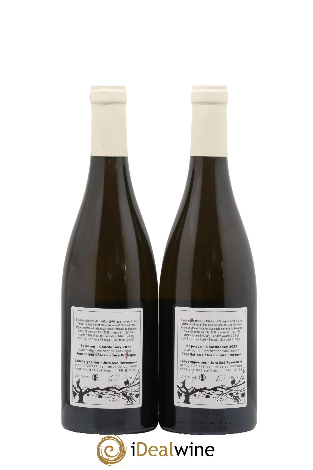 Côtes du Jura Chardonnay Bajocien Romain - Julien - Charline Labet 2022 - Lot de 2 bouteilles - 1