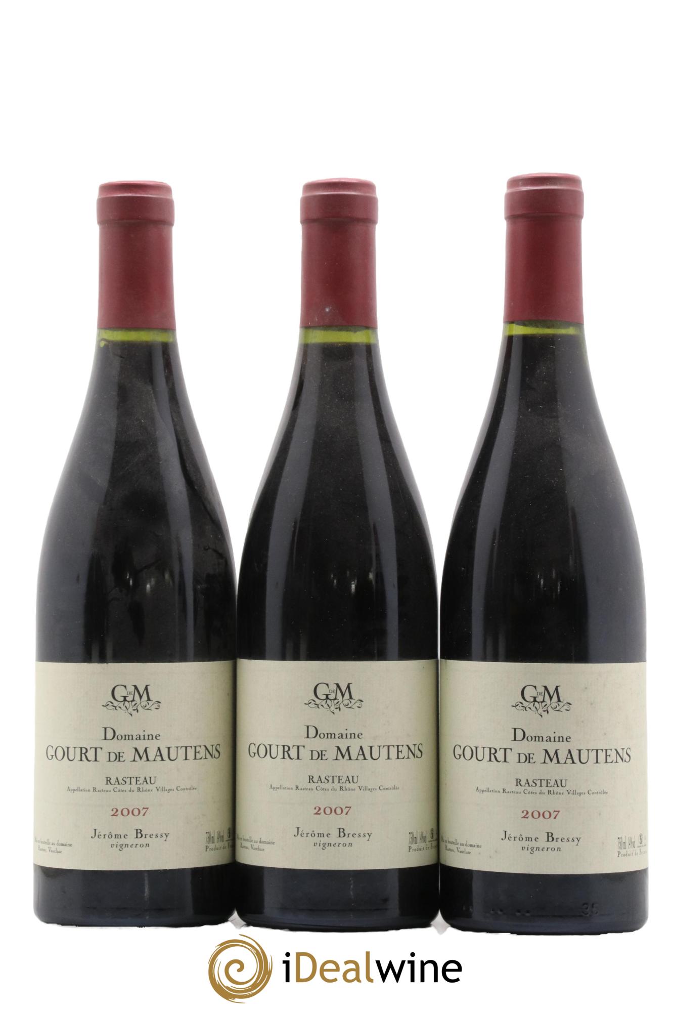 Rasteau Domaine Gourt de Mautens - Jérôme Bressy 2007 - Lot de 3 bouteilles - 0