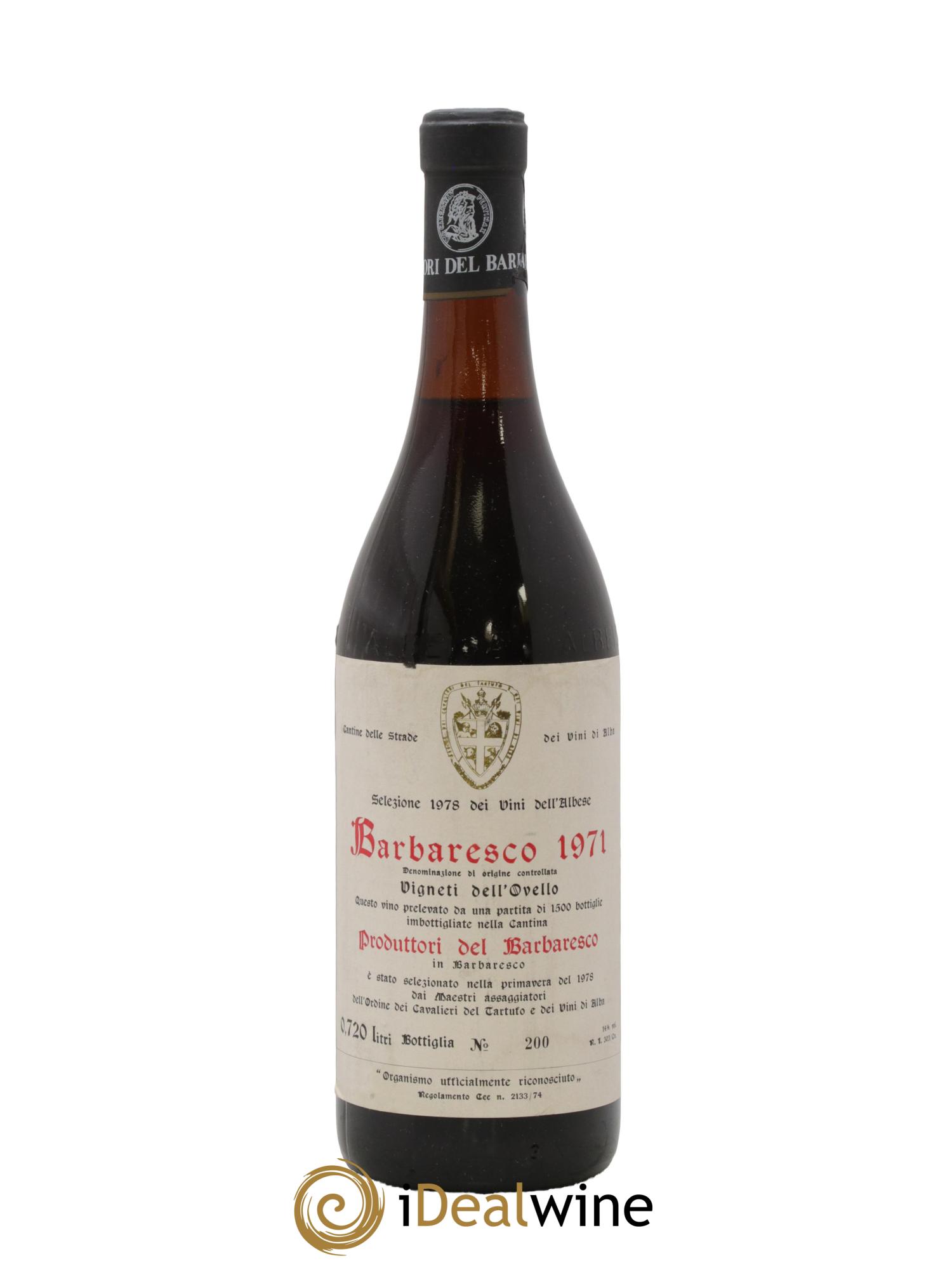 Barbaresco DOCG Riserva Ovello Produttori del Barbaresco Cavalieri Del Tartufo 1971 - Lot de 1 bouteille - 0