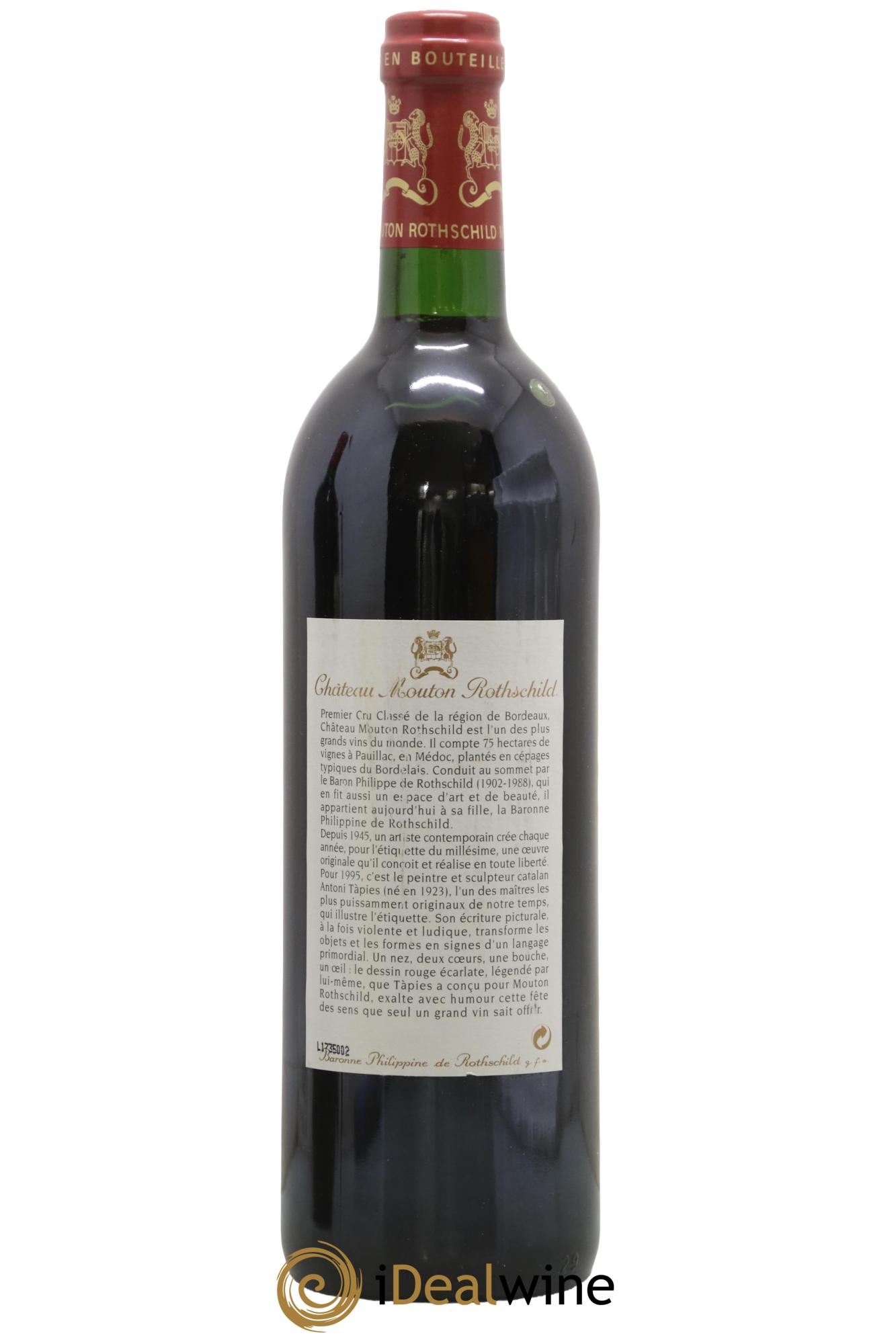 Château Mouton Rothschild 1er Grand Cru Classé 1995 - Lot de 1 bouteille - 1