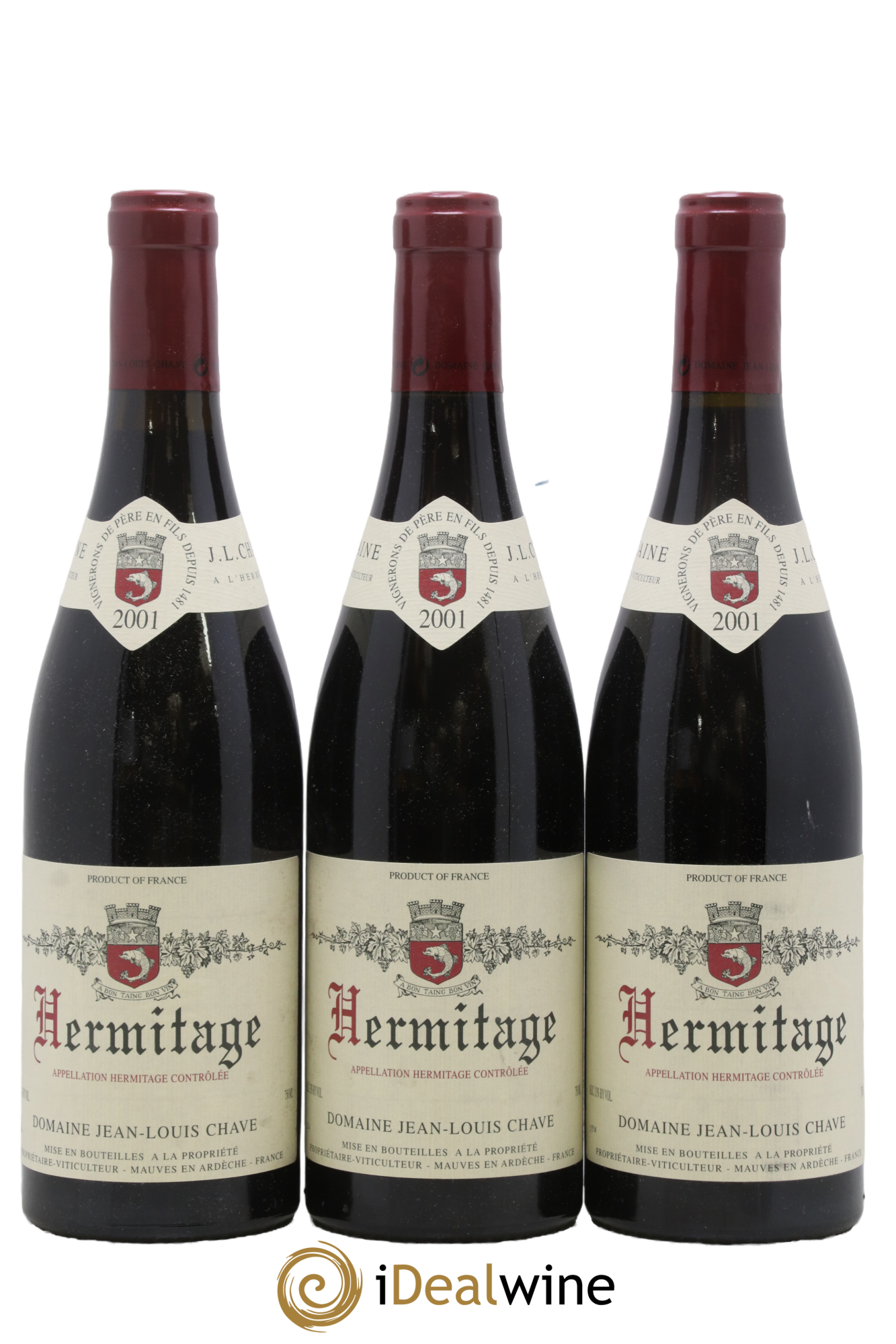 Hermitage Jean-Louis Chave 2001 - Lot of 3 bottles - 0