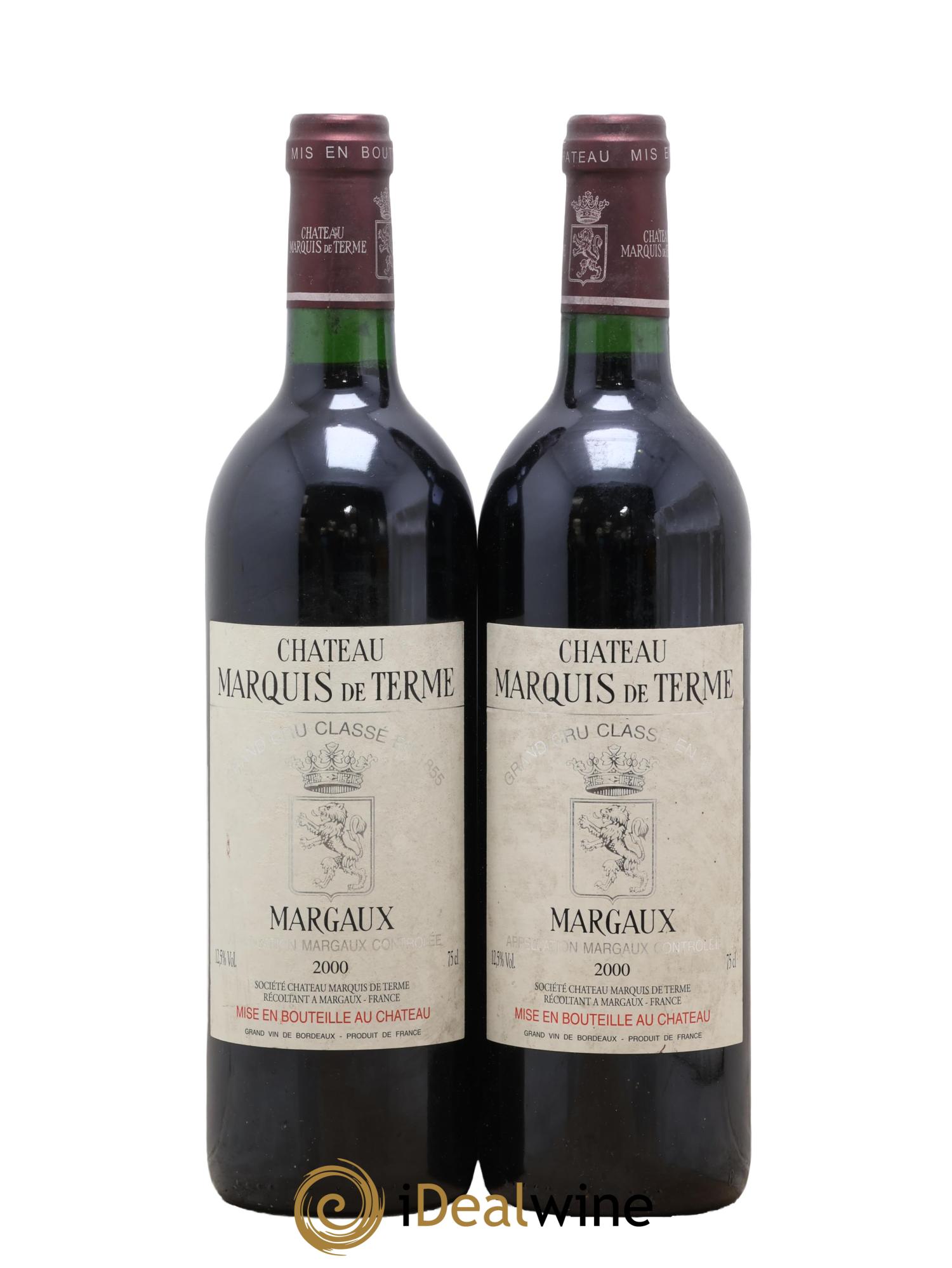 Château Marquis de Terme 4ème Grand Cru Classé 2000 - Lot de 2 bouteilles - 0