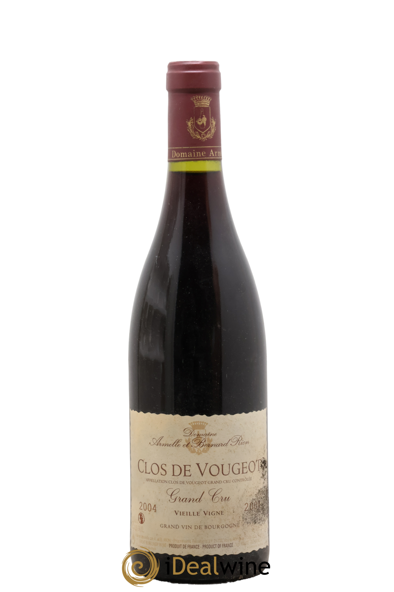 Clos de Vougeot Grand Cru Vieille Vigne Bernard Rion 2004 - Lot de 1 bouteille - 0