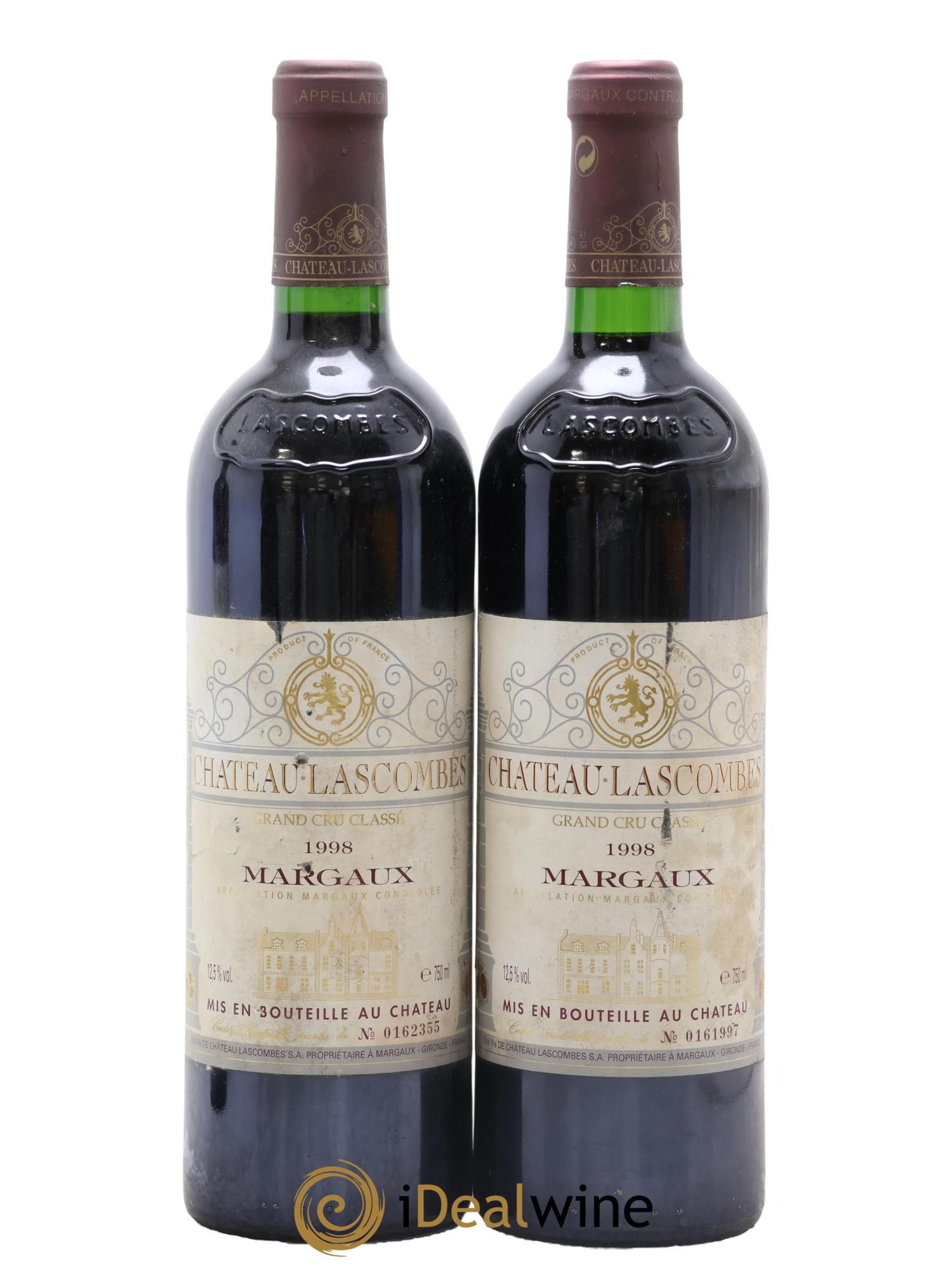 Château Lascombes 2ème Grand Cru Classé 1998 - Posten von 2 Flaschen - 0