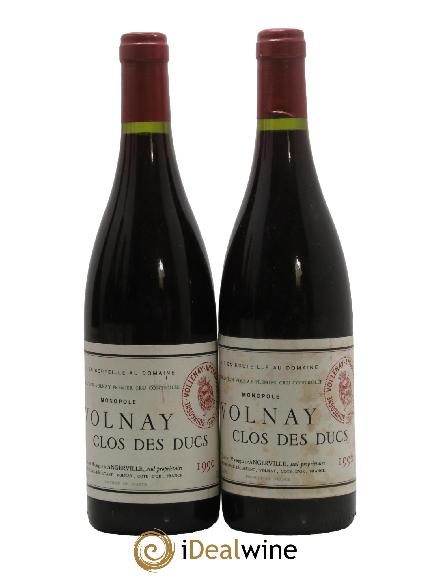 Volnay 1er Cru Clos des Ducs Marquis d'Angerville (Domaine) 1990 - Lot de 2 bouteilles - 0