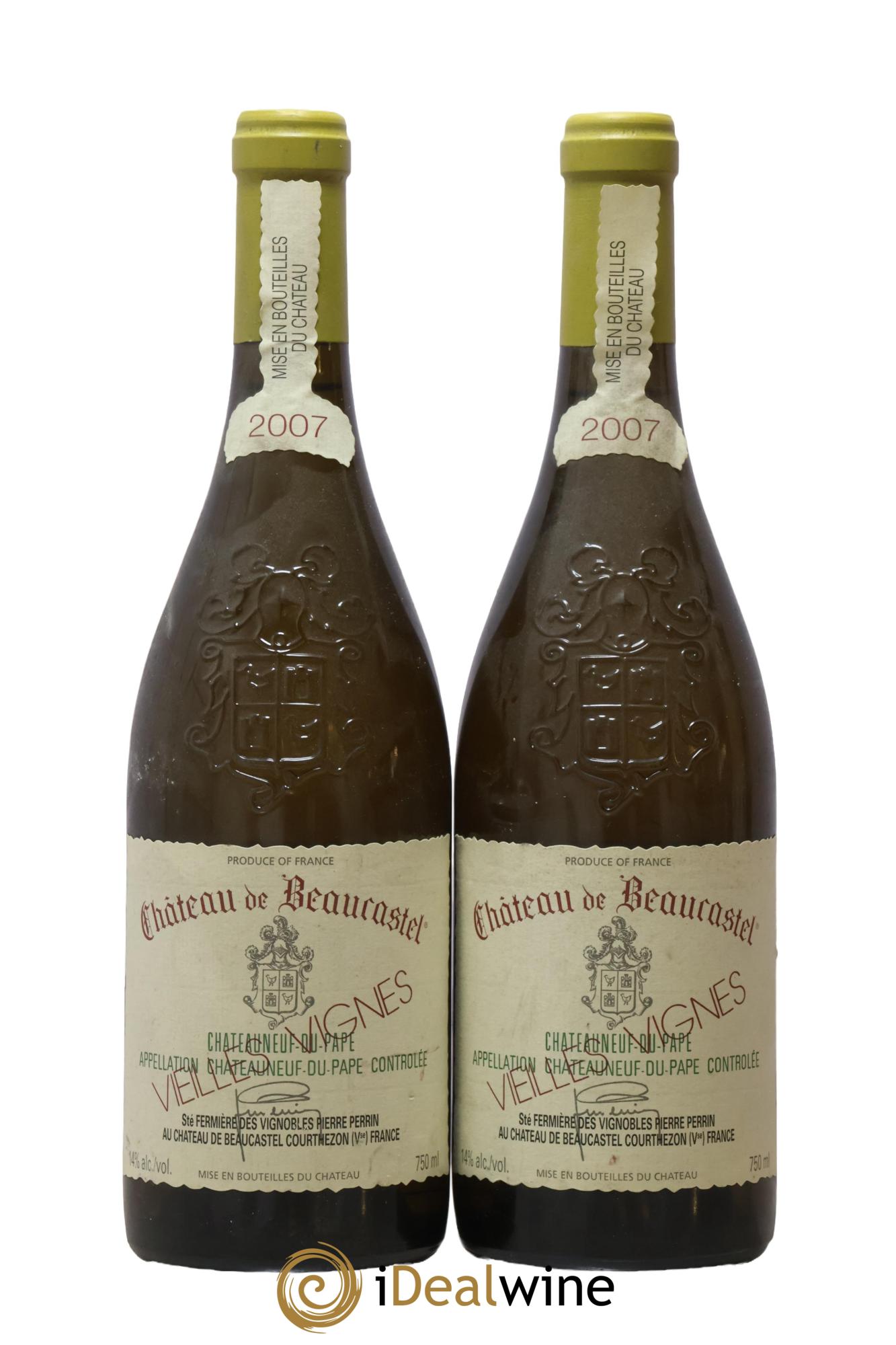 Châteauneuf-du-Pape Château de Beaucastel Vieilles vignes Roussanne Famille Perrin 2007 - Lot de 2 bouteilles - 0