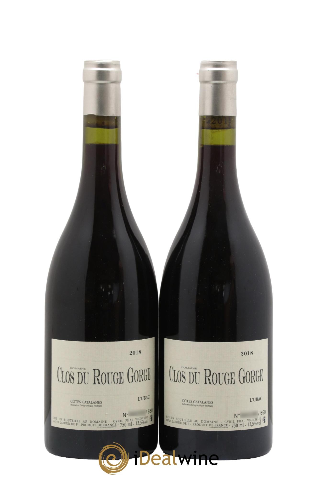 IGP Côtes Catalanes Clos du Rouge Gorge L'Ubac Cyril Fhal 2018 - Lot of 2 bottles - 0