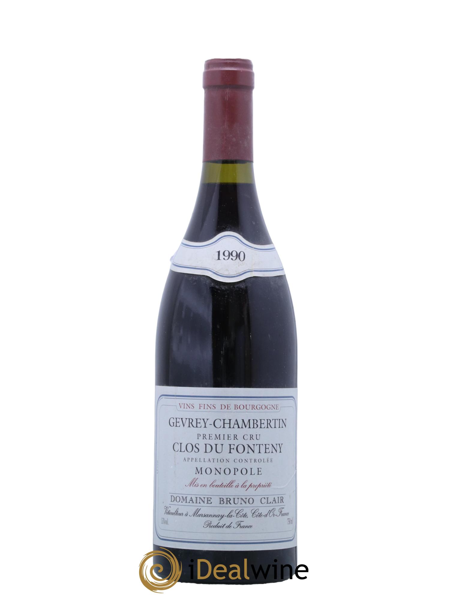Gevrey-Chambertin 1er Cru Clos du Fonteny Bruno Clair (Domaine) 1990 - Lot de 1 bouteille - 0