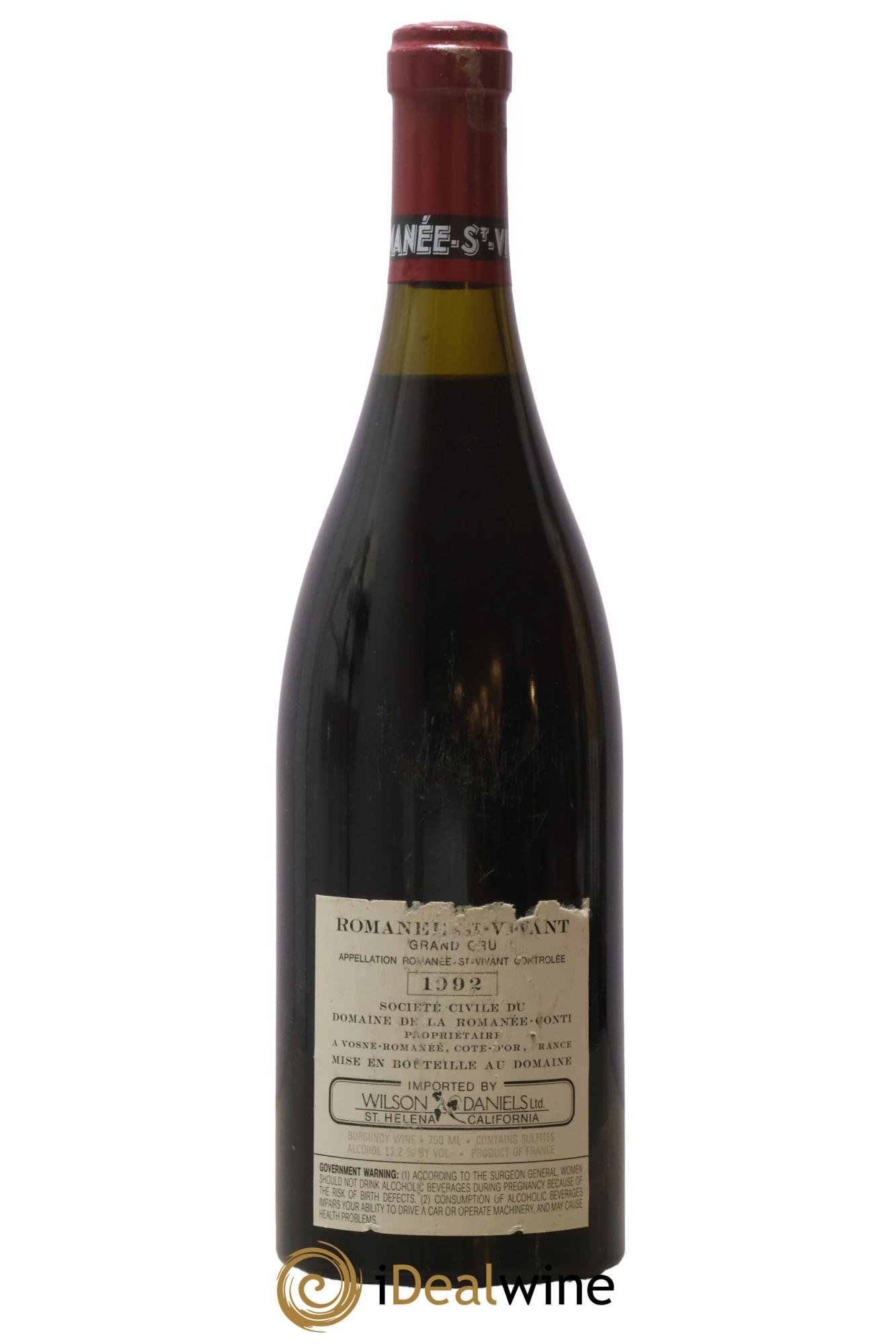 Romanée-Saint-Vivant Grand Cru Domaine de la Romanée-Conti 1992 - Lot de 1 bouteille - 1