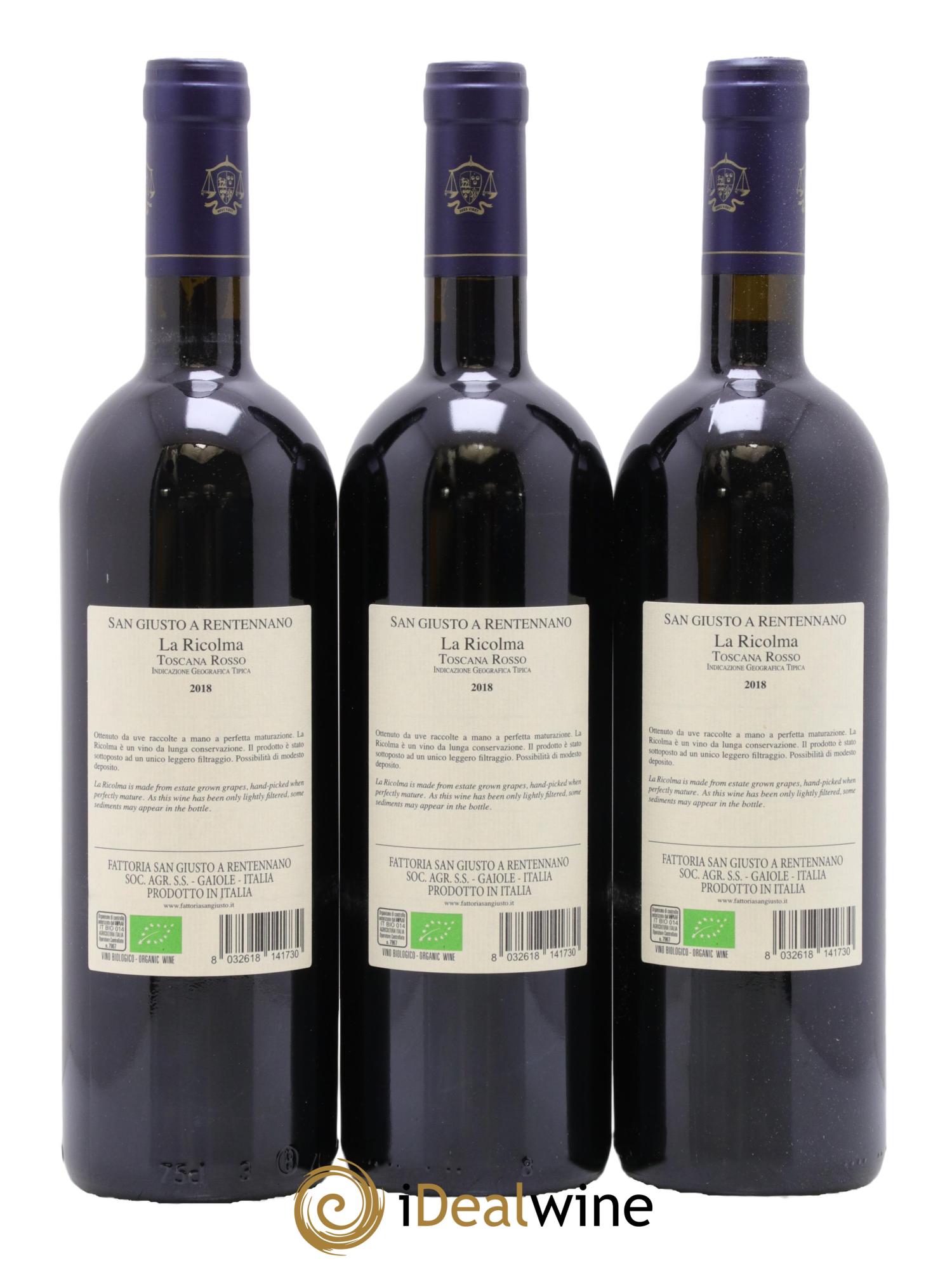 Merlot di Toscana IGT San Giusto A Rentennano La Ricolma Famille Martini di Cigala 2018 - Lot de 6 bouteilles - 2