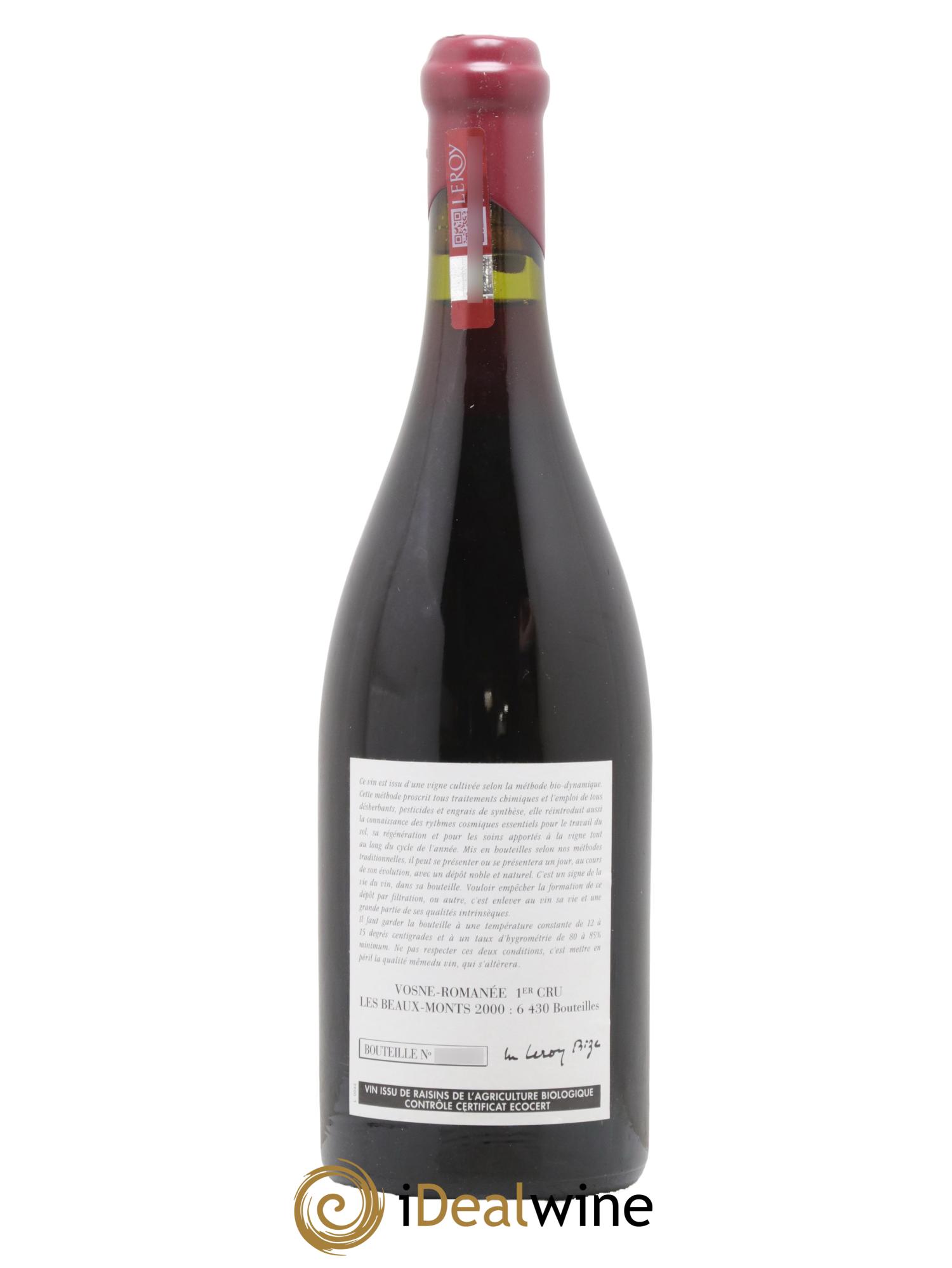 Vosne-Romanée 1er Cru Les Beaux-Monts Leroy (Domaine) 2000 - Lot de 1 bouteille - 1