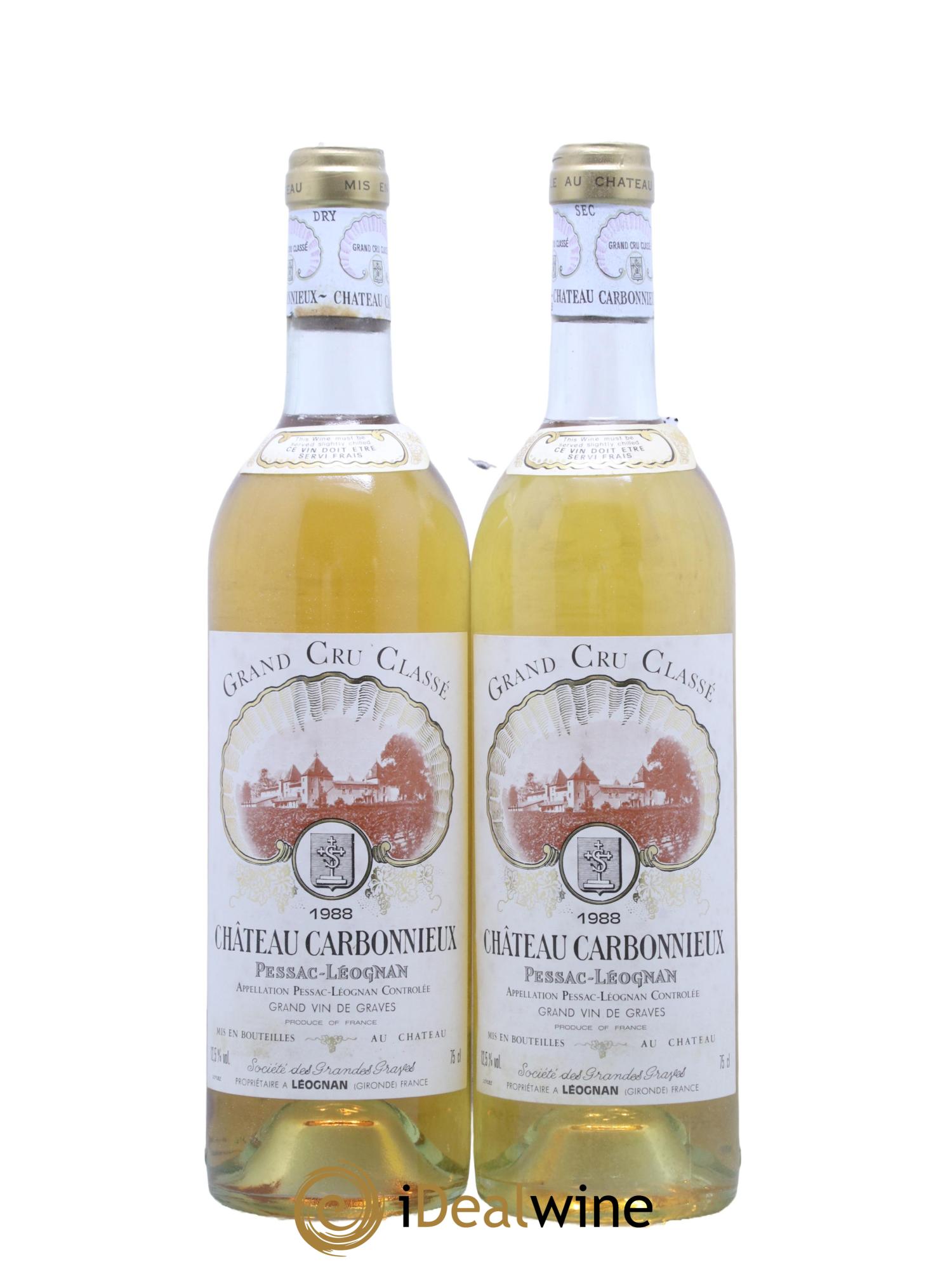 Château Carbonnieux Cru Classé de Graves 1988 - Lot de 2 bouteilles - 0
