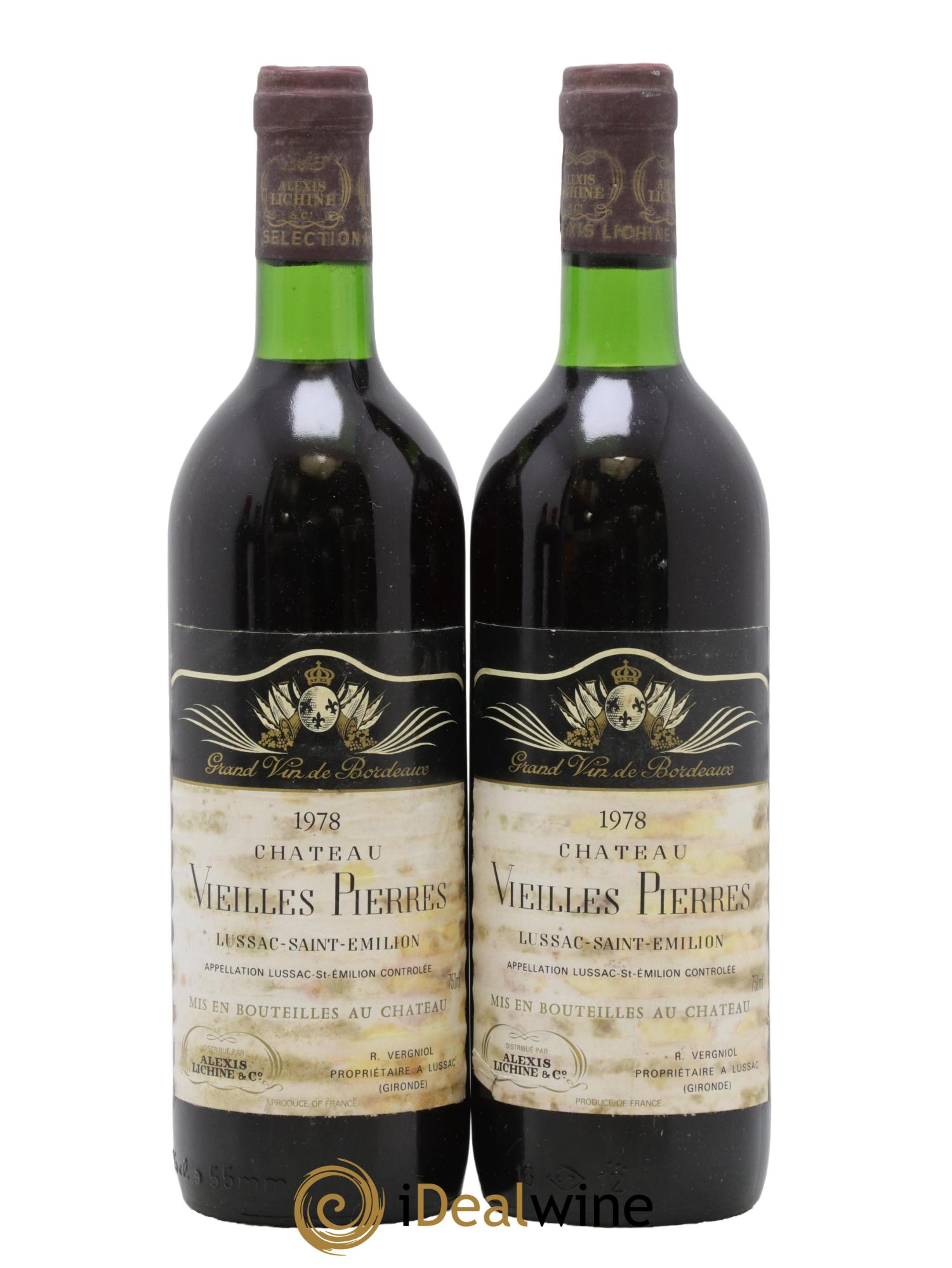 Lussac Saint-Émilion Château Les Vieilles Pierres 1978 - Lotto di 2 bottiglie - 0