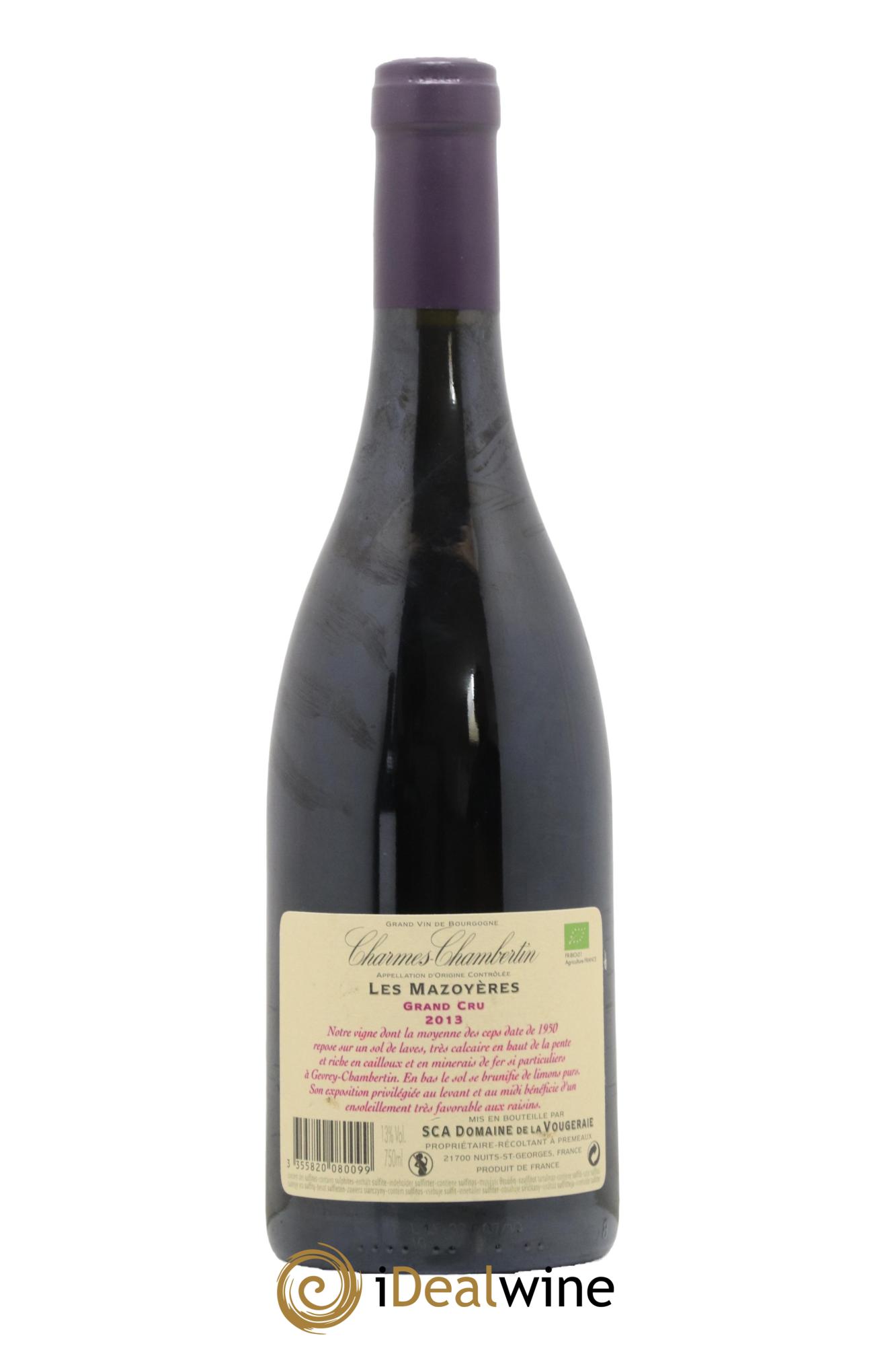 Charmes-Chambertin Grand Cru Les Mazoyères La Vougeraie 2013 - Lotto di 1 bottiglia - 1
