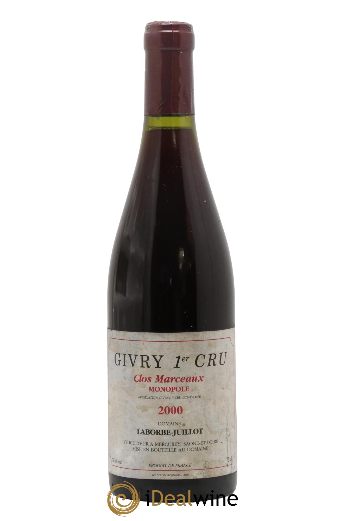 Givry 1er Cru Clos Marceaux Monopole Laborde Juillot 2000 - Posten von 1 Flasche - 0