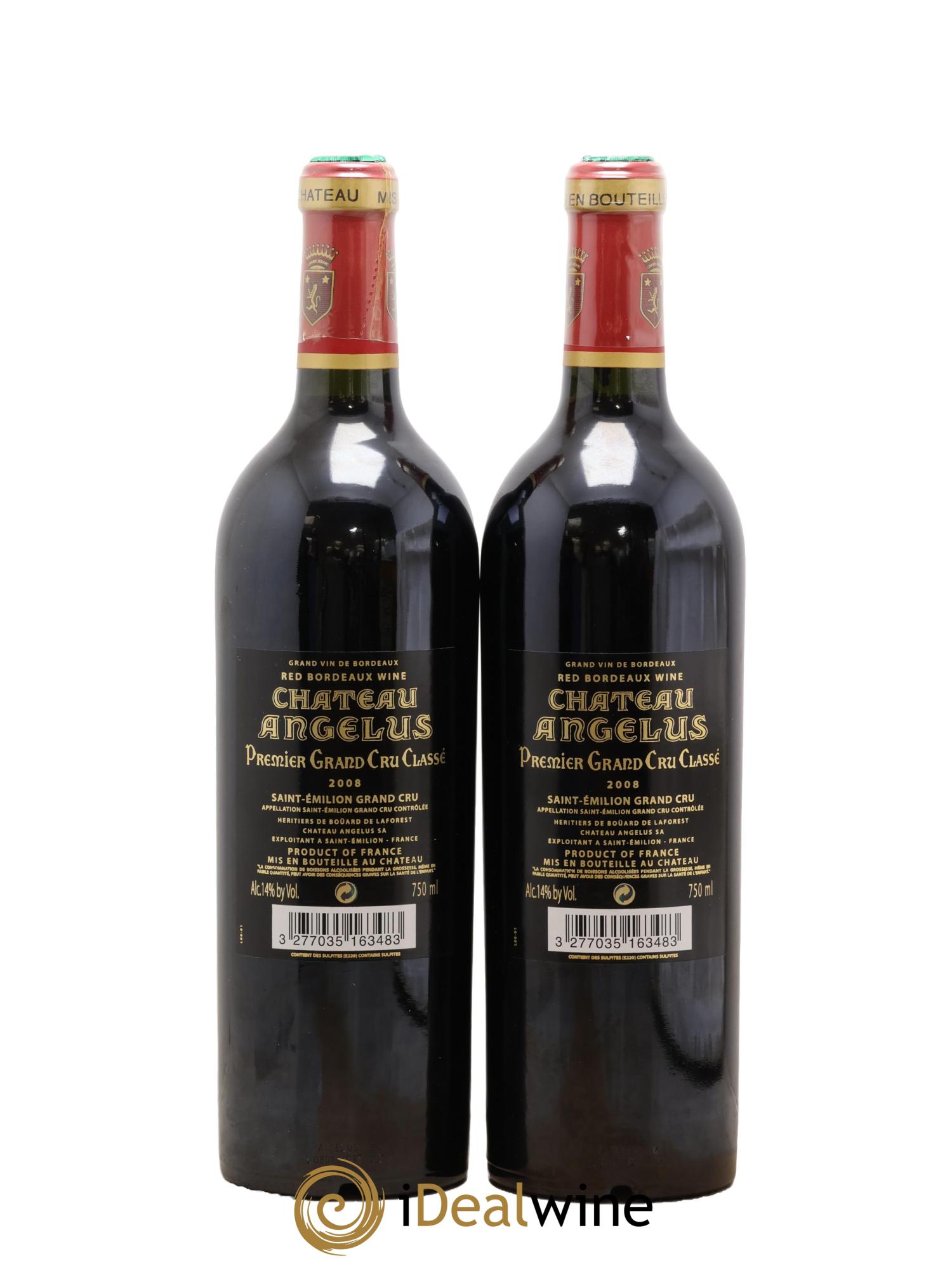 Château Angélus 1er Grand Cru Classé A 2008 - Lot of 2 bottles - 1