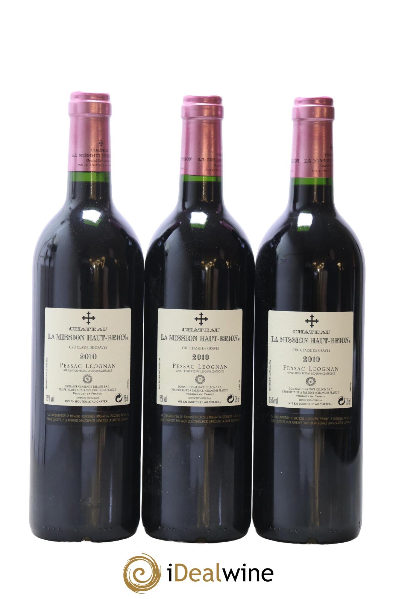 Château la Mission Haut-Brion Cru Classé de Graves 2010 - Lot of 3 bottles - 1