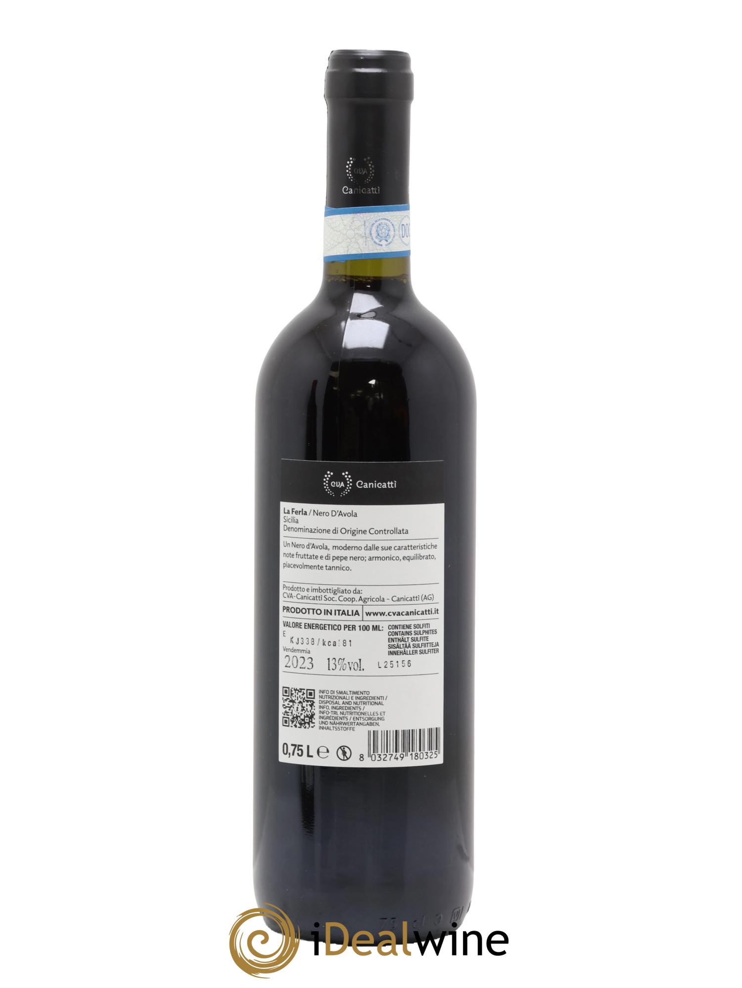 Italie Nero d'Avola Cantina di Canicatti La Ferla Sicilia 2023 - Lot de 1 bouteille - 1