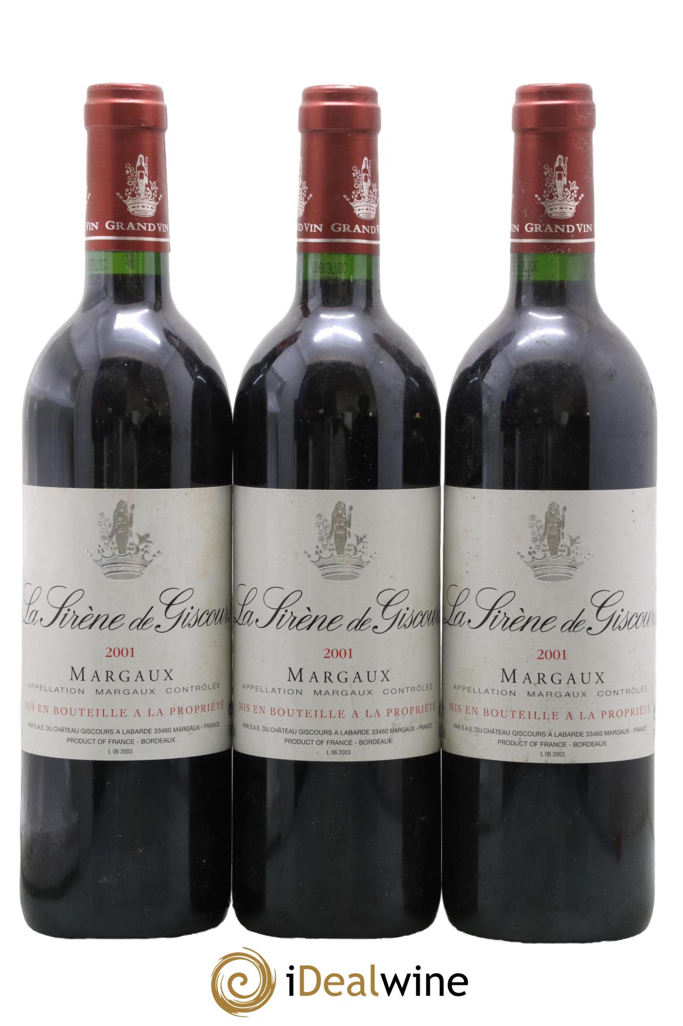 La Sirène de Giscours 2001 - Lot de 3 bouteilles - 0