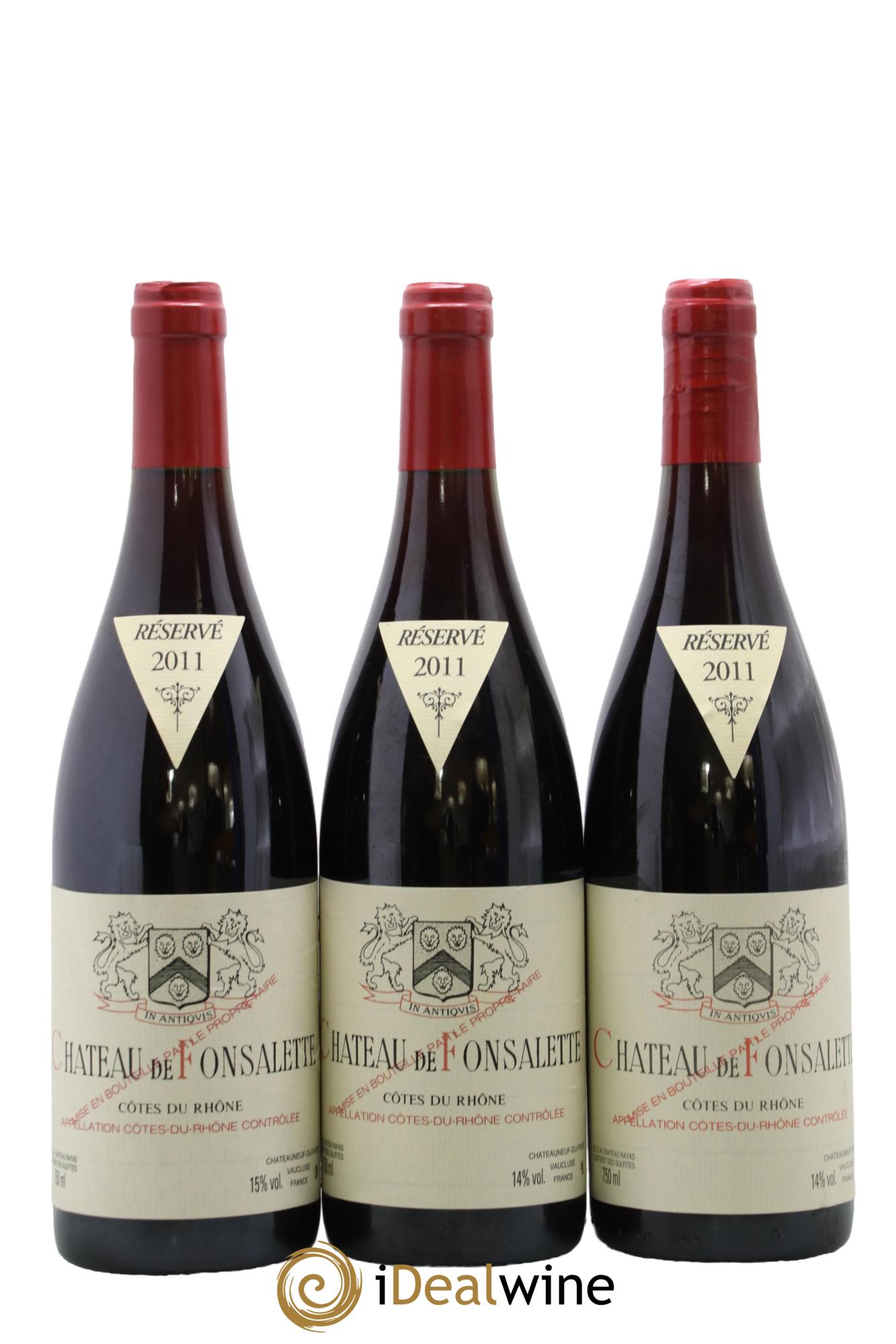 Côtes-du-Rhône Château de Fonsalette Emmanuel Reynaud 2011 - Lot of 3 bottles - 0