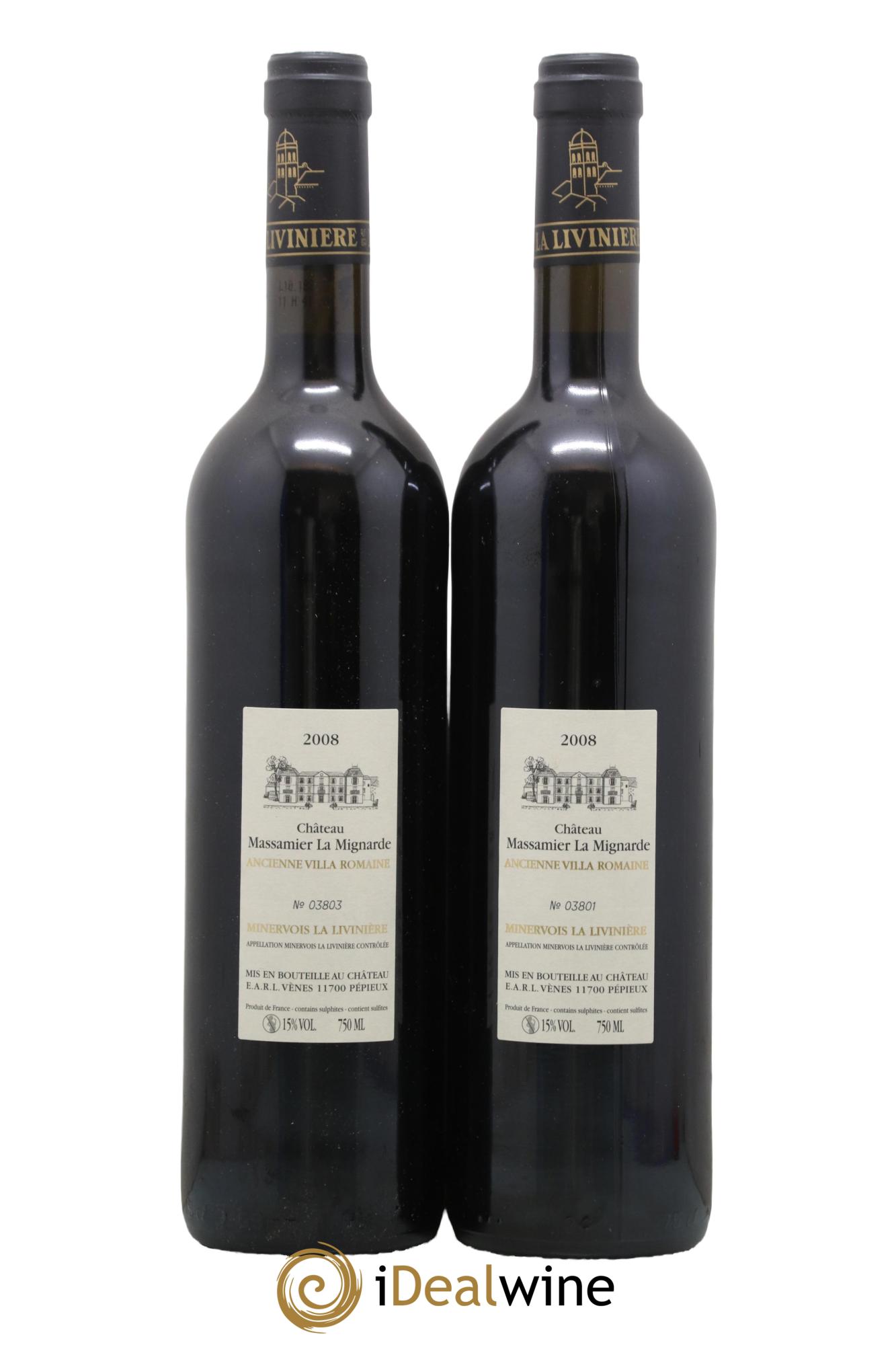 Minervois La Livinière Domus Maximus Domaine Massamier La Mignarde 2008 - Lot de 2 bouteilles - 1
