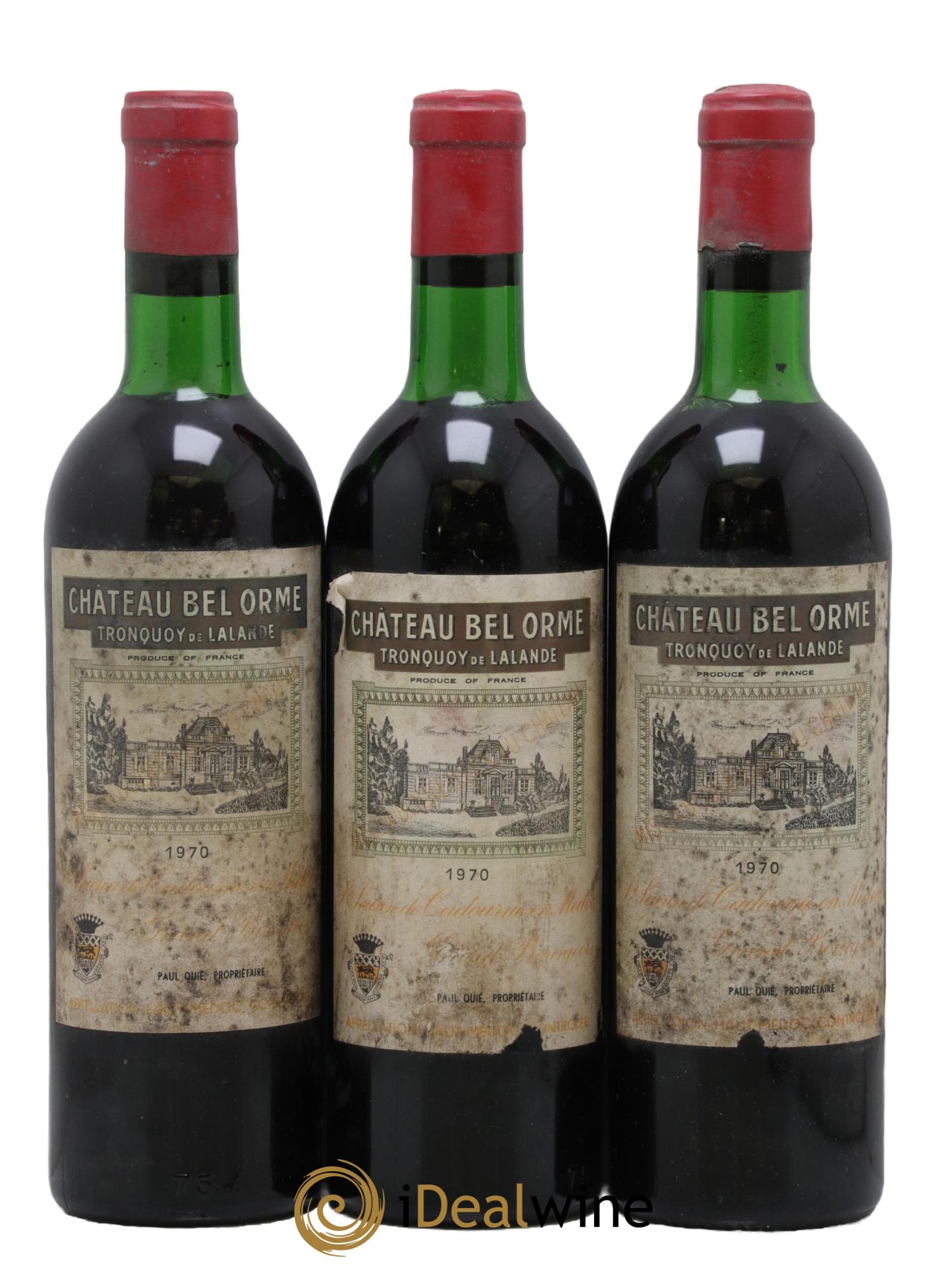 Château Bel Orme Tronquoy de Lalande Cru Bourgeois 1970 - Lot de 3 bouteilles - 0
