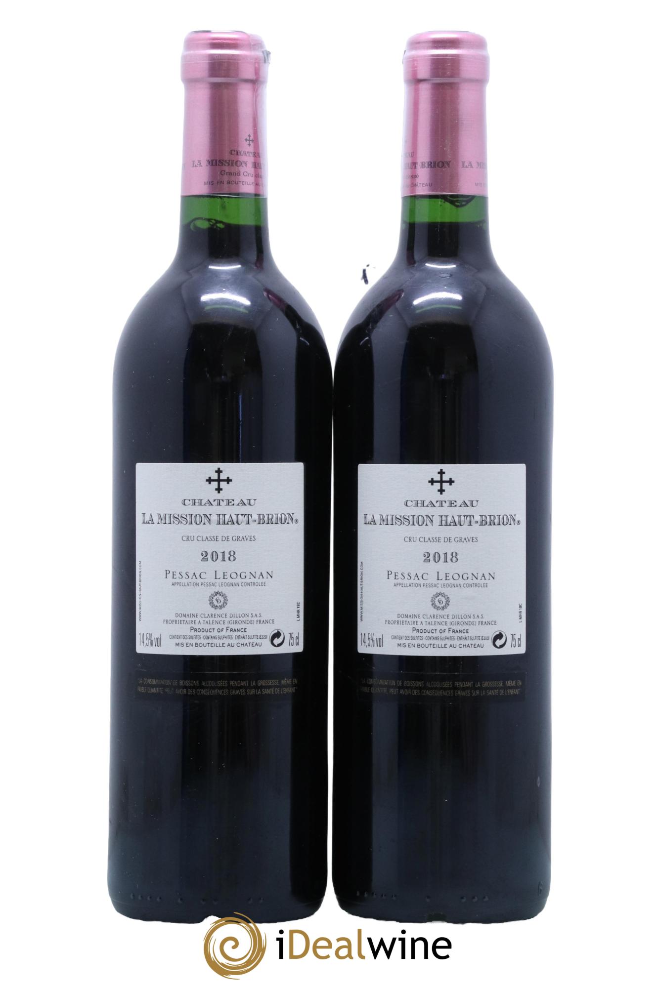 Château la Mission Haut-Brion Cru Classé de Graves 2018 - Lot of 2 bottles - 1