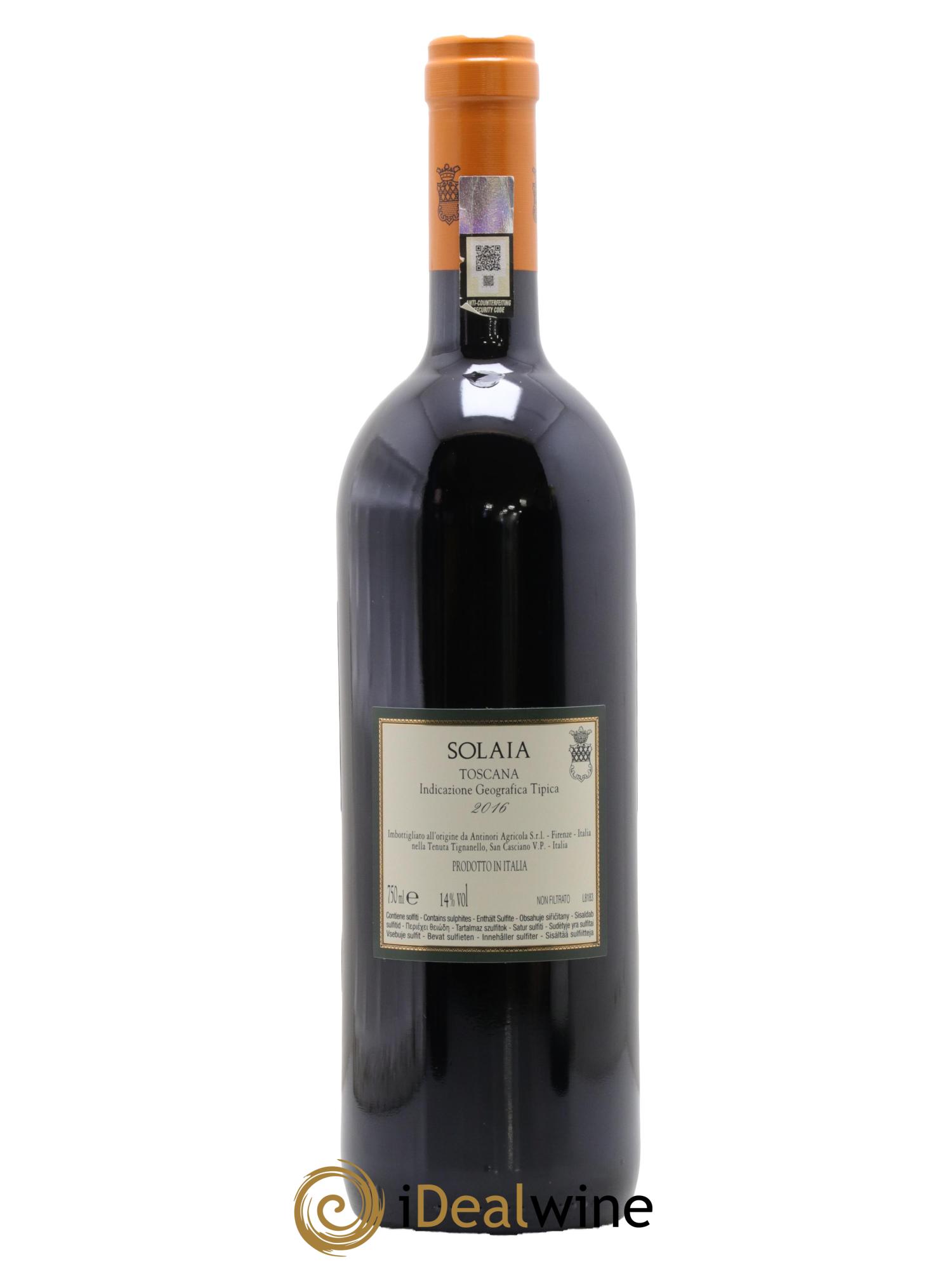 Toscana IGT Solaia Tenuta Tignanello - Marchesi Antinori 2016 - Lot de 1 bouteille - 1