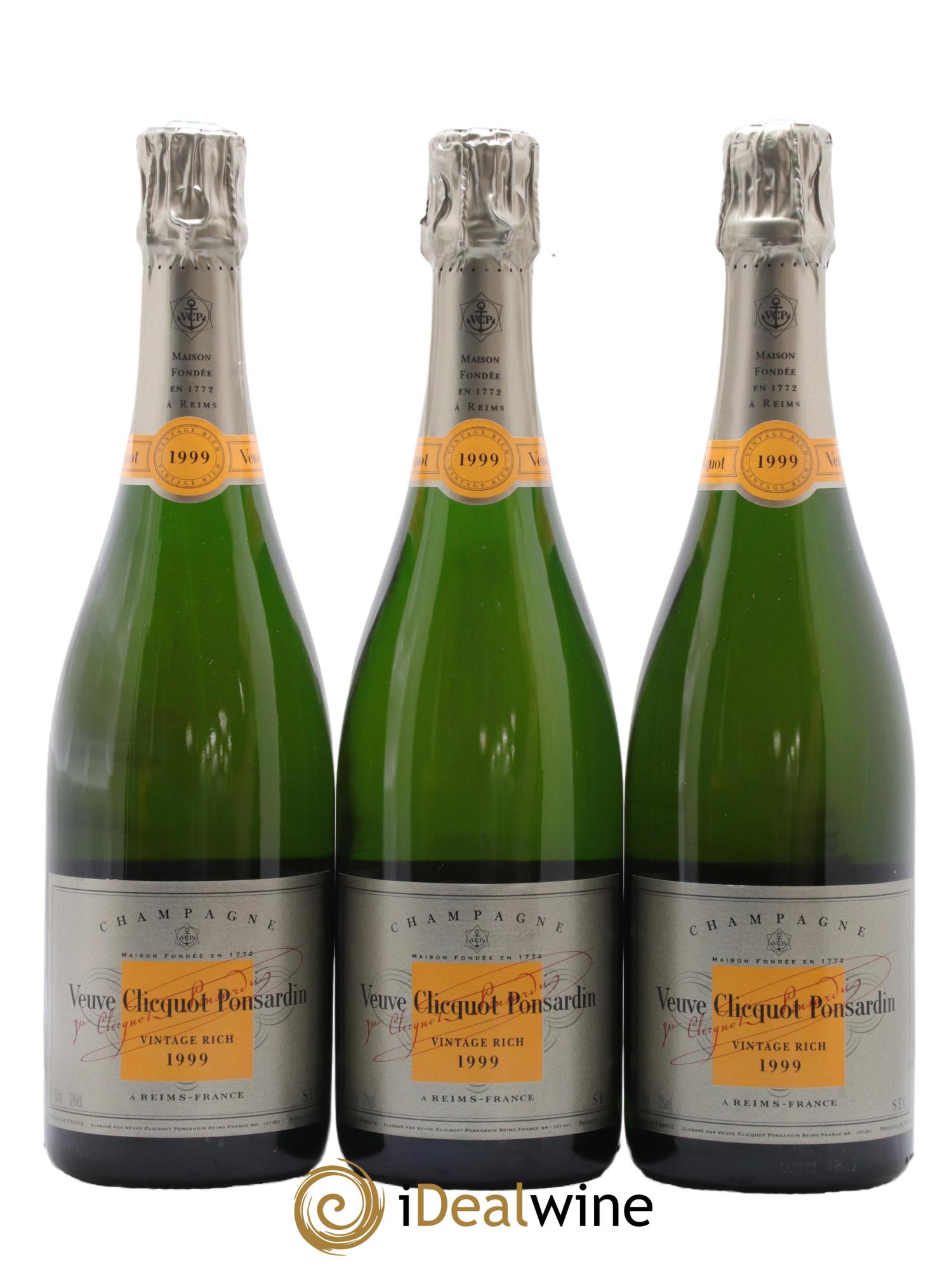 Champagne Vintage Rich Veuve Clicquot 1999 - Lot de 3 bouteilles - 0