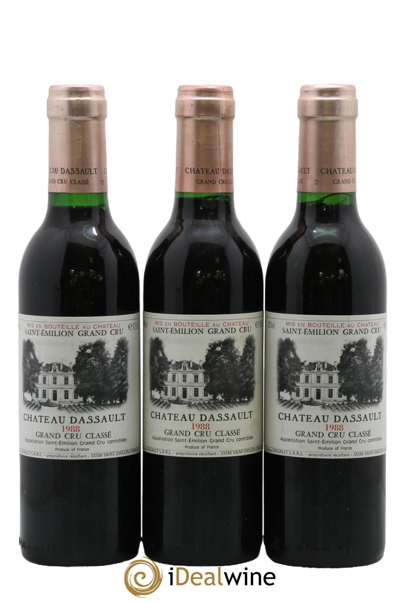 Château Dassault Grand Cru Classé 1988 - Lot of 3 half-bottles - 0