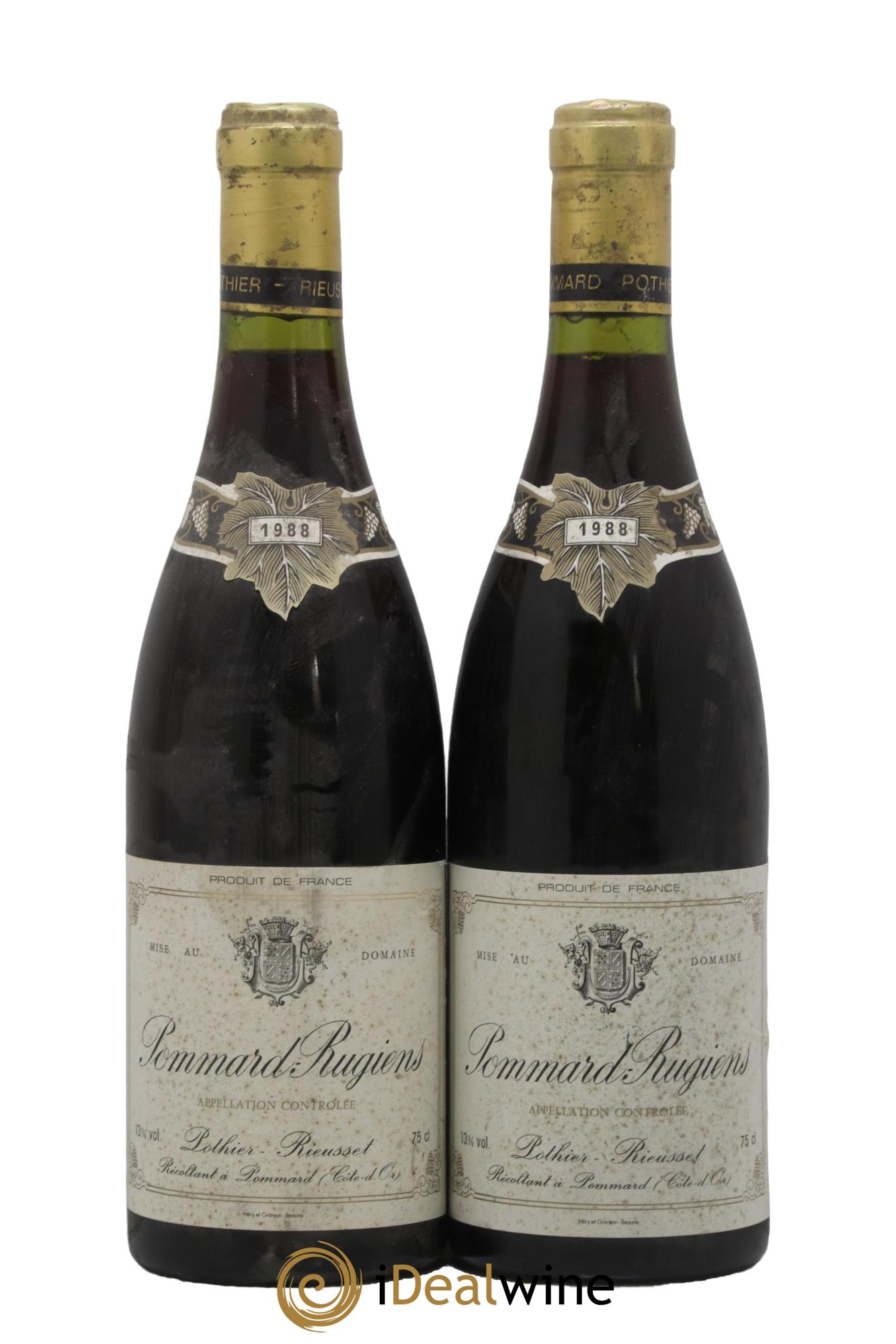 Pommard Rugiens Pothier Rieusset 1988 - Lotto di 2 bottiglie - 0