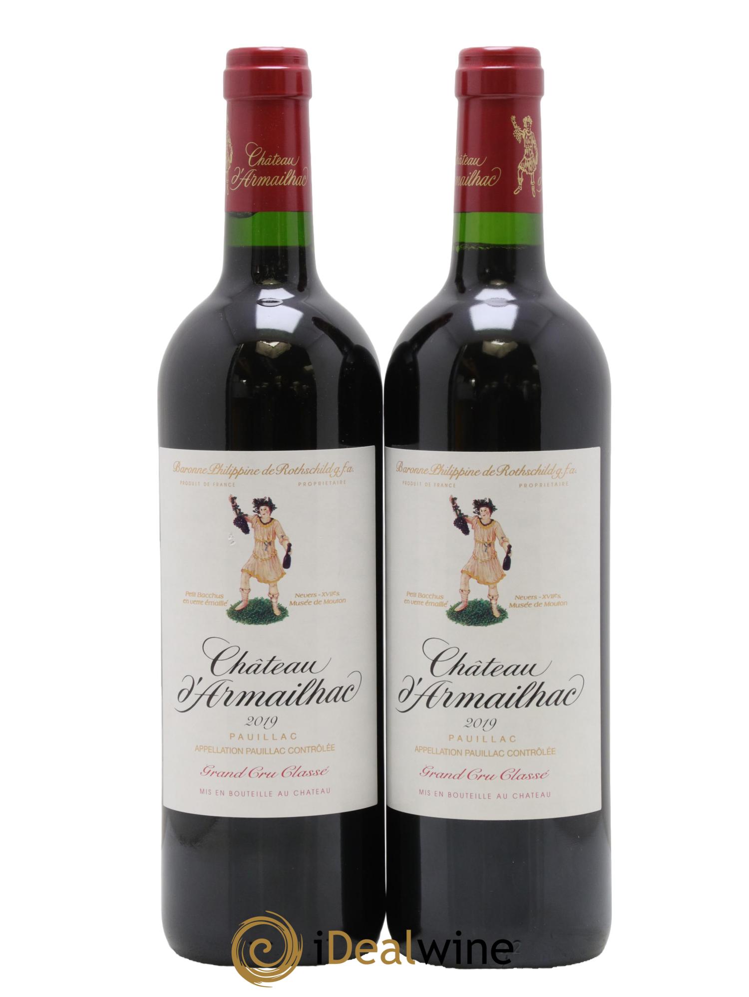 Château d' Armailhac - Mouton Baron(ne) Philippe 5ème Grand Cru Classé 2019 - Lot de 2 bouteilles - 0
