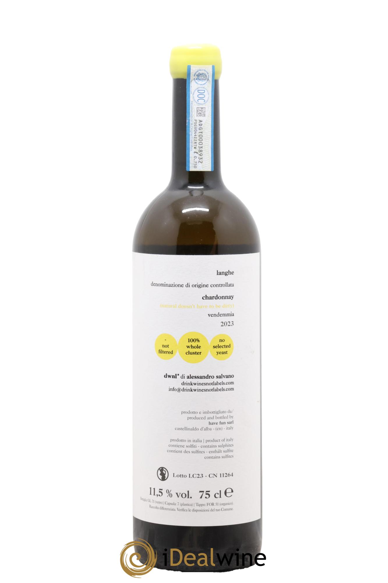 Langhe Bianco Chardonnay Alessandro Salvano 2023 - Lot de 1 bouteille - 1
